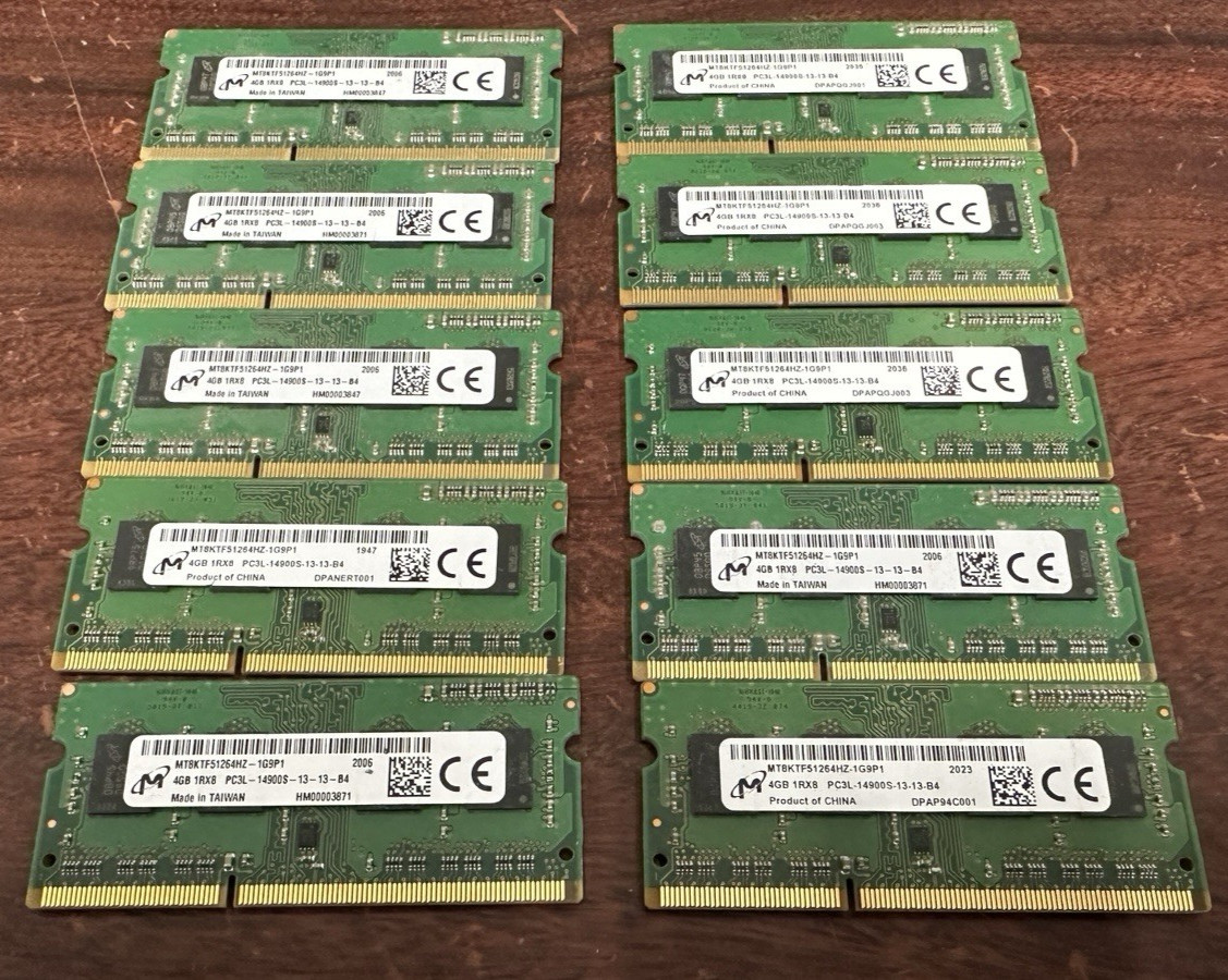102pc LOT ~ Micron 4GB PC3L-14900S-13-13-B4 Laptop Memory MT8KTF51264HZ-1G9P1