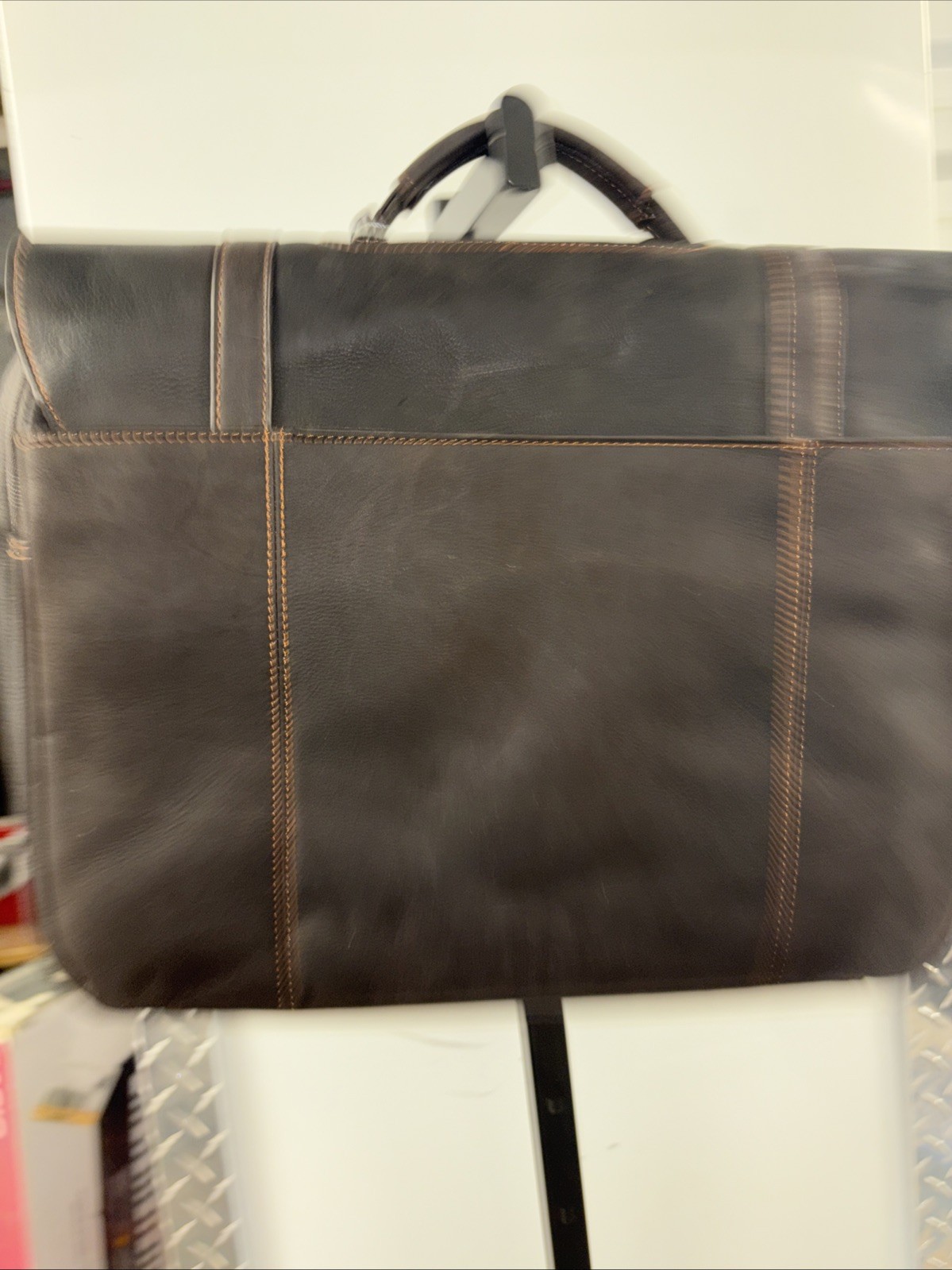 Samsonite Colonial Leather Classic Flap Over Brief Bag W/Brass Accessories 17x13