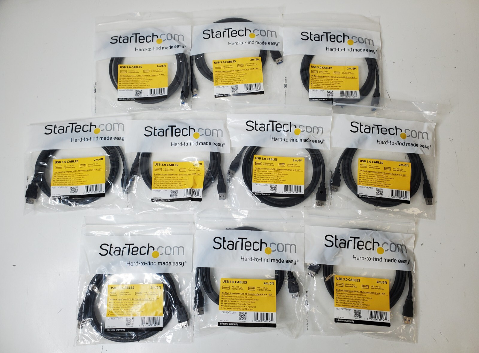10x StarTech.com 2m Black SuperSpeed USB 3.0 Extension Cable A to A - M/F