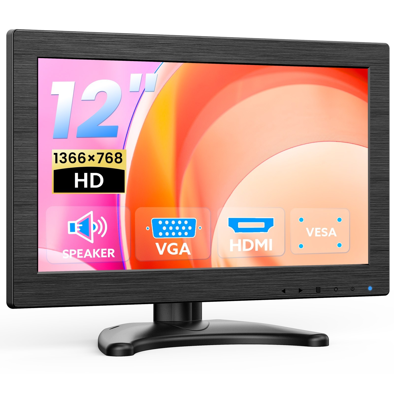 Eyoyo 12\" Monitor 1366x768 HDMI VGA For PC/CCTV Security Camera /RasPi Screen
