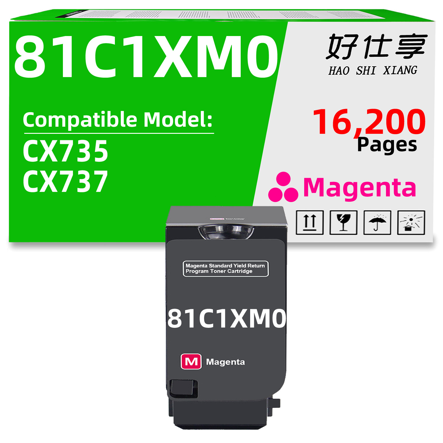 81C1XM0 Magenta Toner Cartridge Compatible for LexmarkCX735 CX737(16200 Pages)