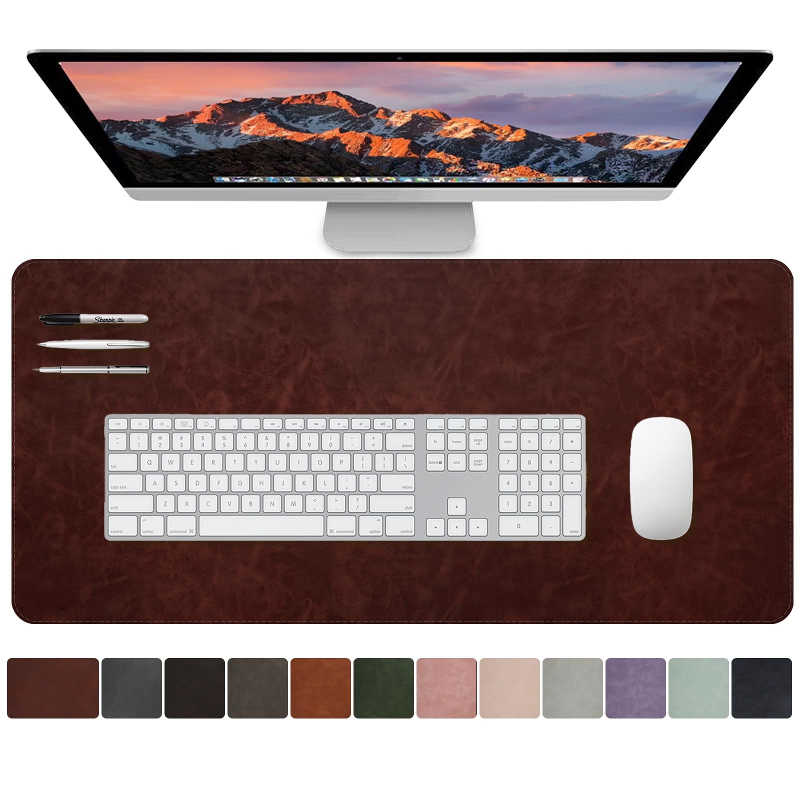CHEERYGOO Leather Office Desk Pad Protector, Non-Slip PU Leather Desk Blotter...