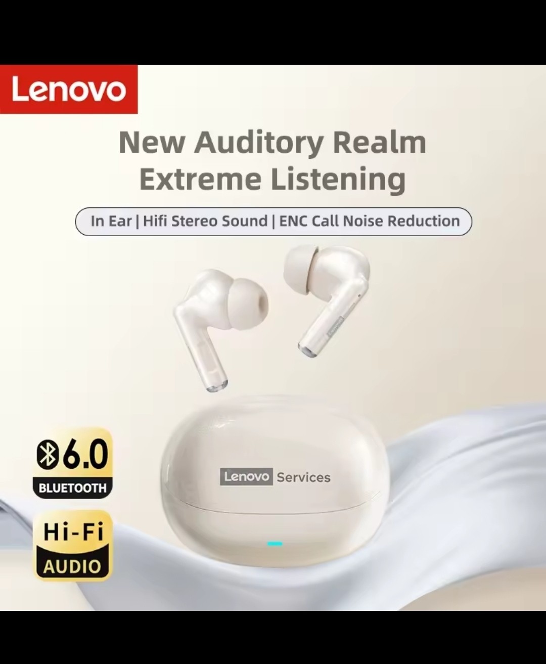LE257 Earphones Wireless Bluetooth 6.0 Headphones Hifi Sound ENC Call Noise Redu