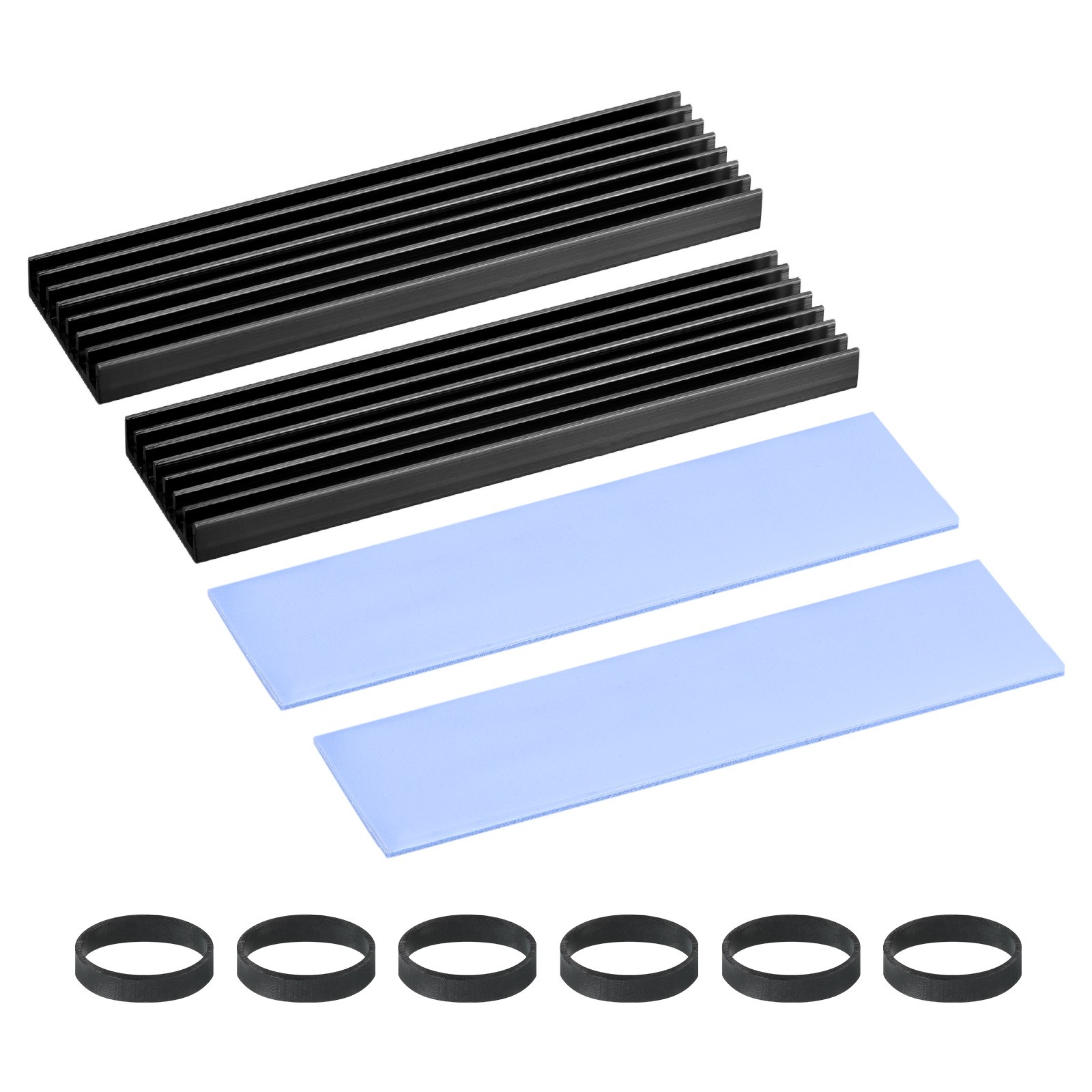2 Pack M.2 22110 Nvme SSD Heatsink Cooler w 1mm Thermal Pad 100x22x6mm Black