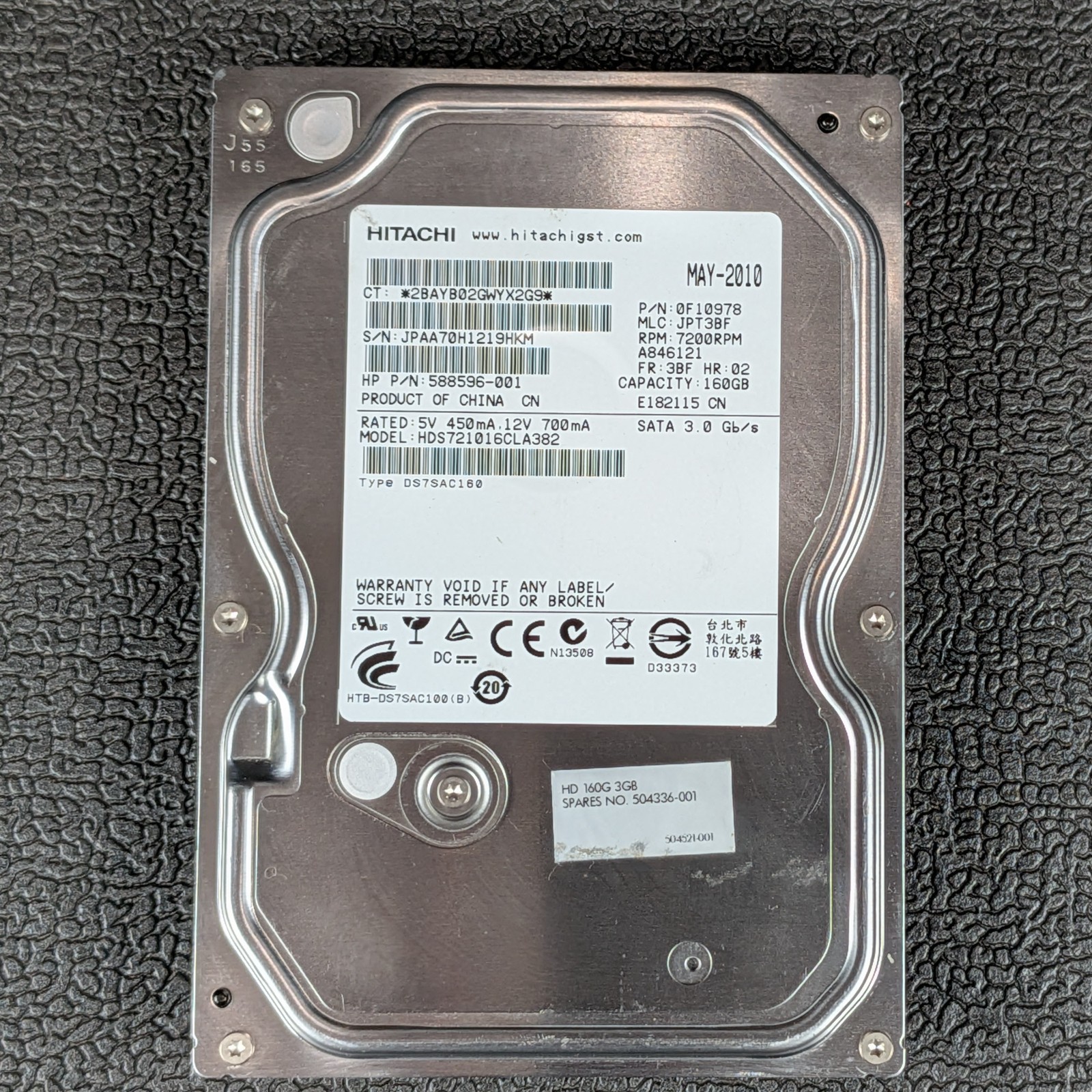Hitachi Deskstar 7K1000.C 160GB 3.5" SATA Hard Drive - HDS721016CLA382 - TESTED