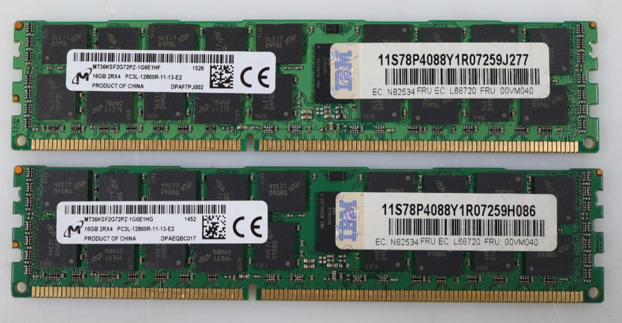 Lot 2x 16GB (32GB)Micron MT36KSF2G72PZ PC3L-12800R 1600MHz DDR3 DIMM Serv Memory