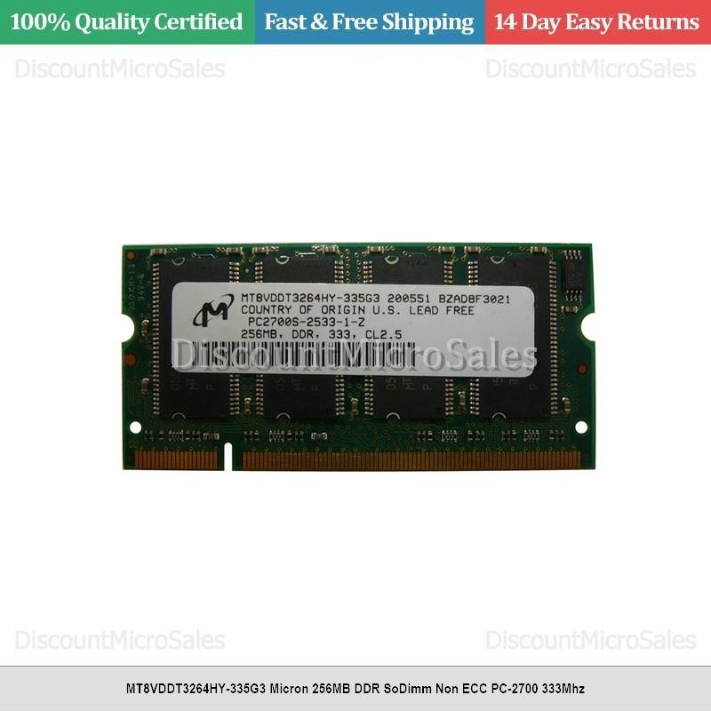 MT8VDDT3264HY-335G3 Micron 256MB DDR SoDimm Non ECC PC-2700 333Mhz