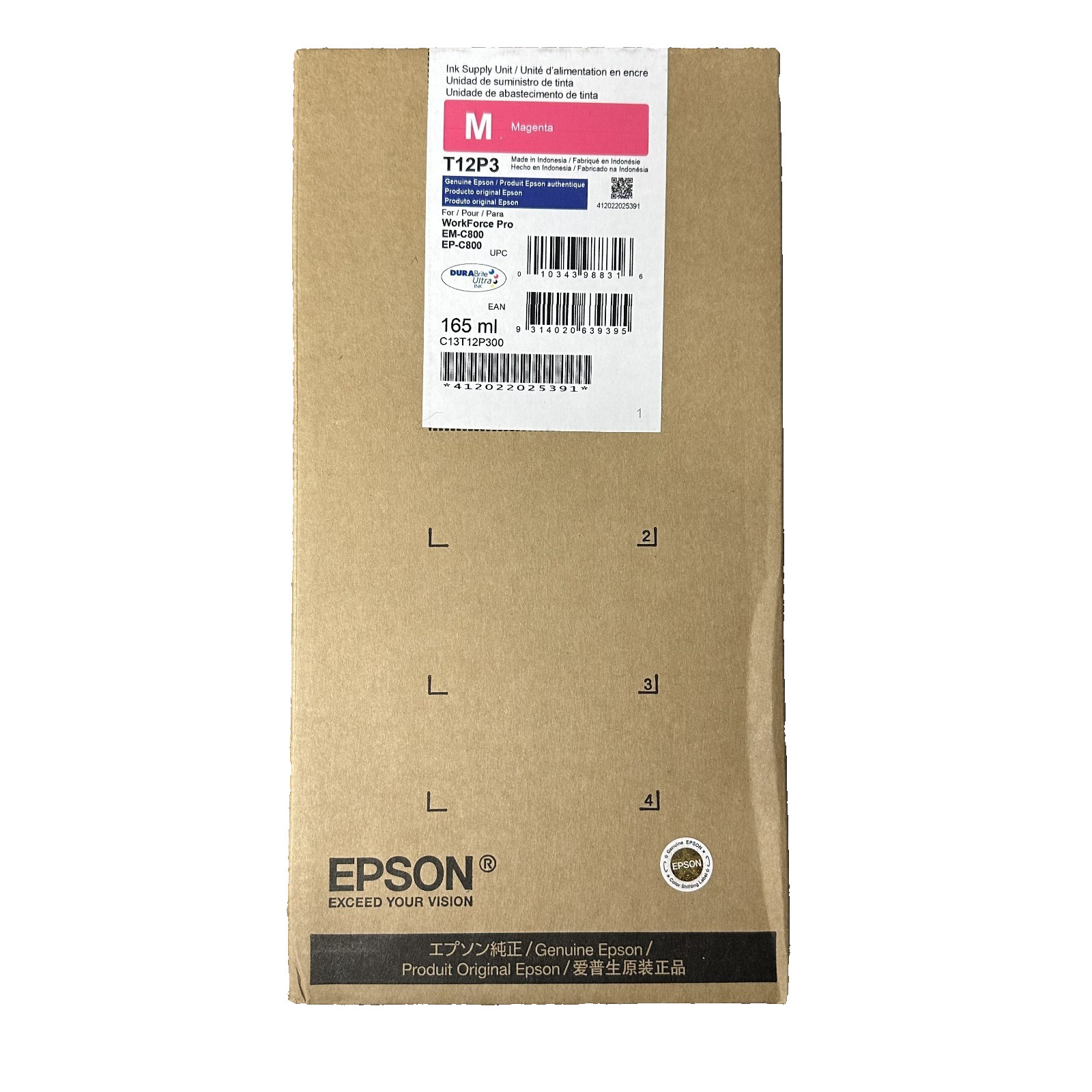 Genuine Epson T12P300 Magenta DURABrite Ultra Ink 165ml EM-C800 EP-C800 New
