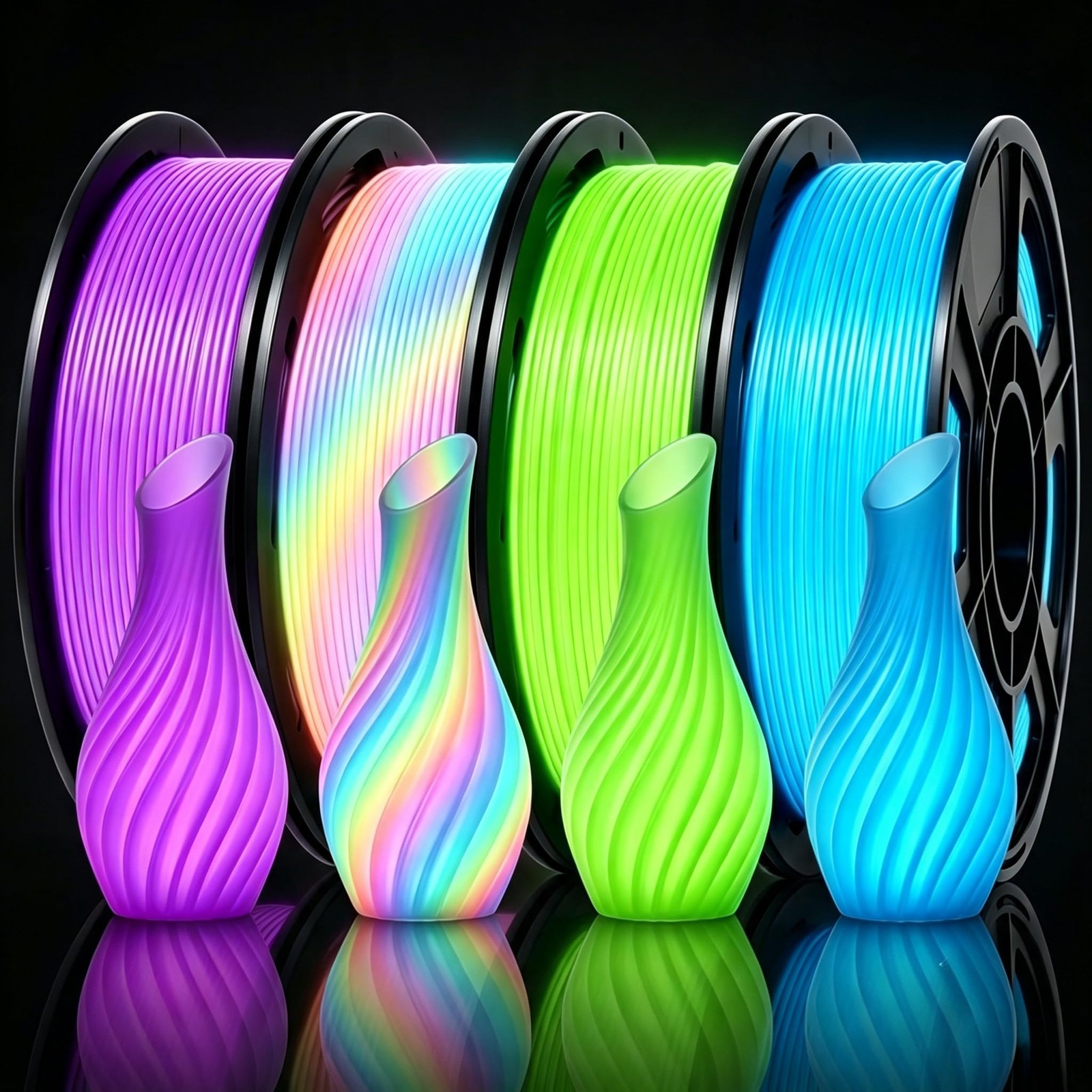 Filajoy3D Glow in The Dark PLA Bundle, 250g X 4 Pack