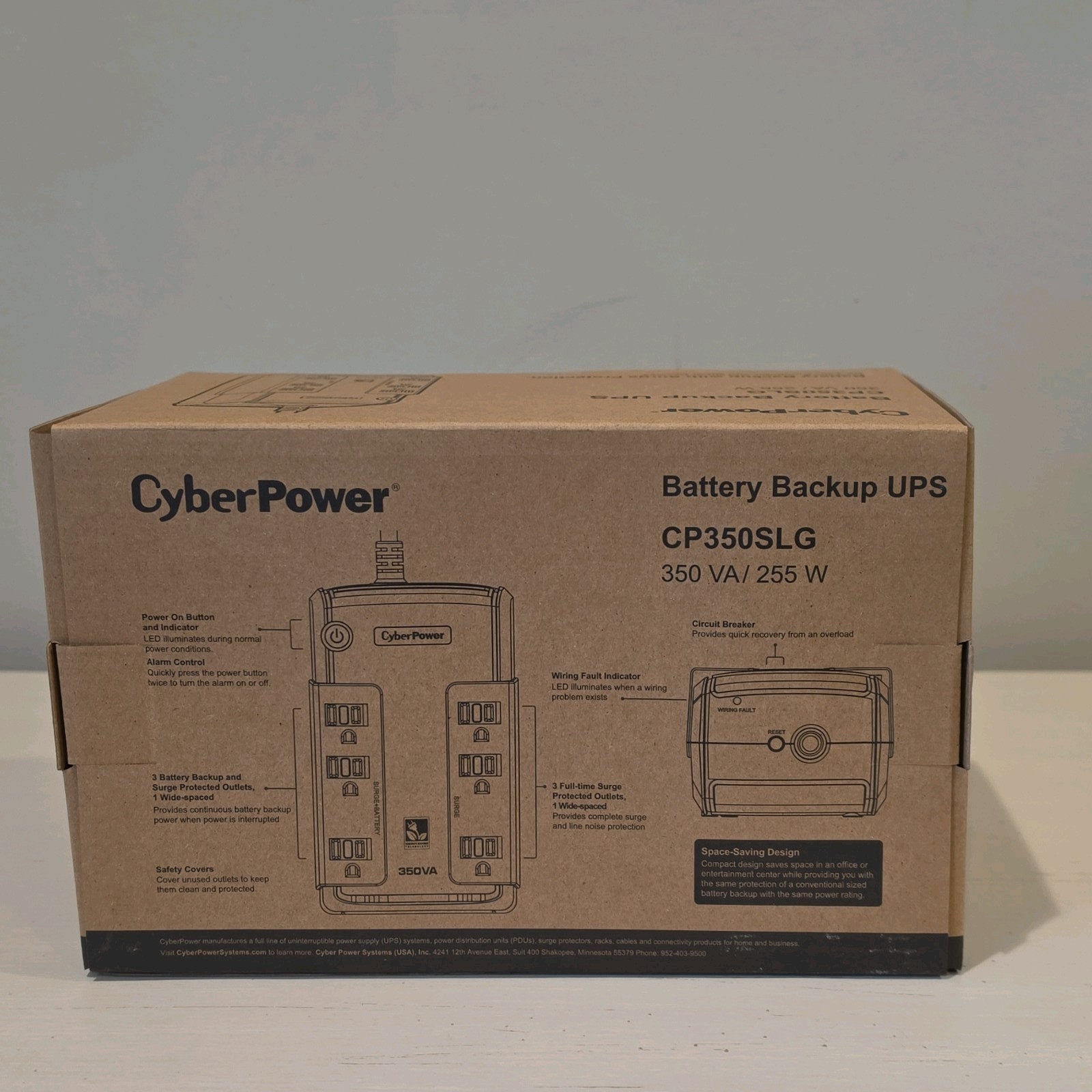 CyberPower CP350SLG 350VA/255W Battery Backup UPS 6-Outlet Surge Brown