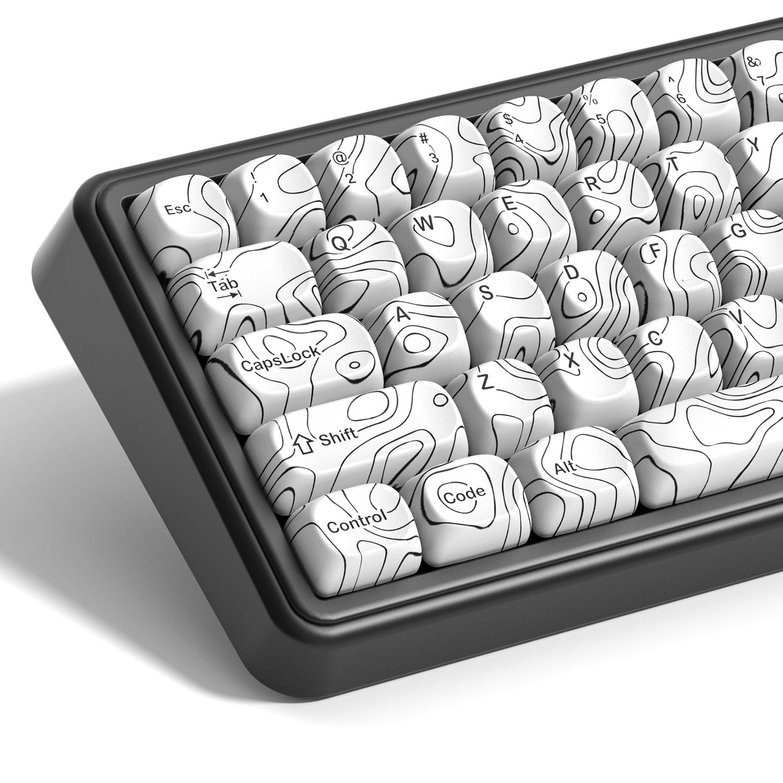 White Topographic Keycap Set PBT MOA 129Key Fits 100% 75% 65% 60% TKL US