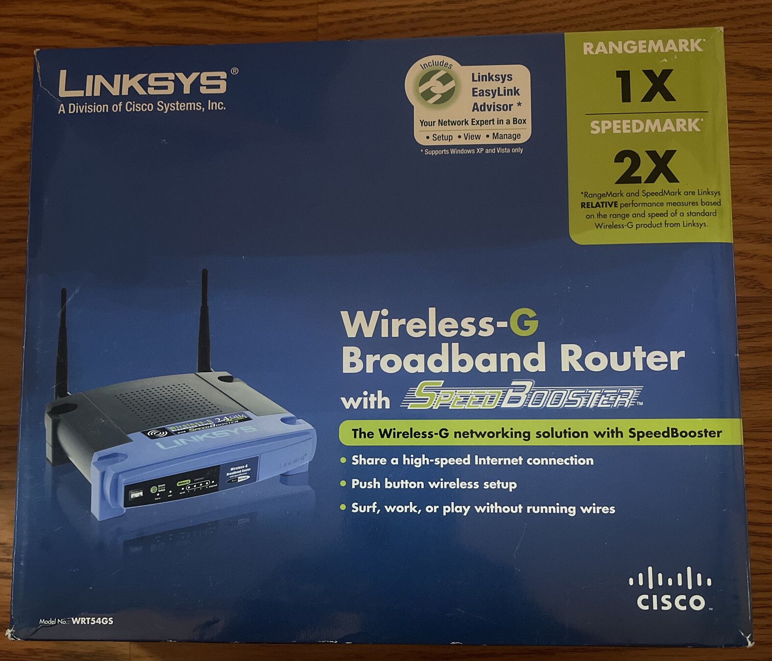 Linksys WRT54GS 2.4 GHz 54 Mbps 10/100 Wireless Broadband Router, Used, Free Sh 