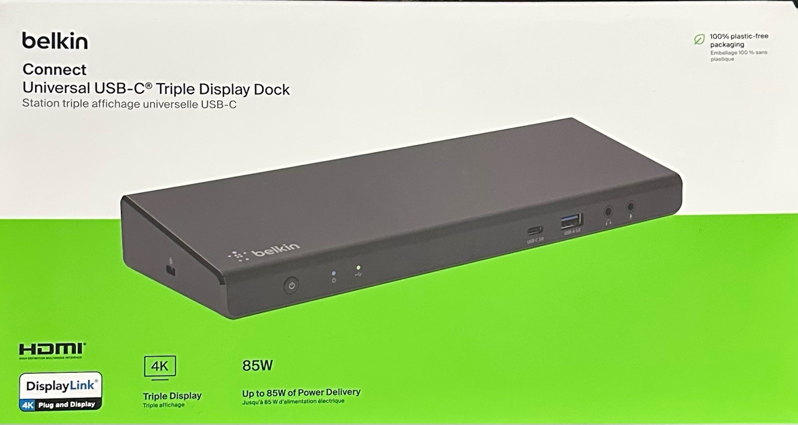 Belkin Connect USB-C Triple Display Dock 4K HDMI 85W USB 3.0 RJ-45