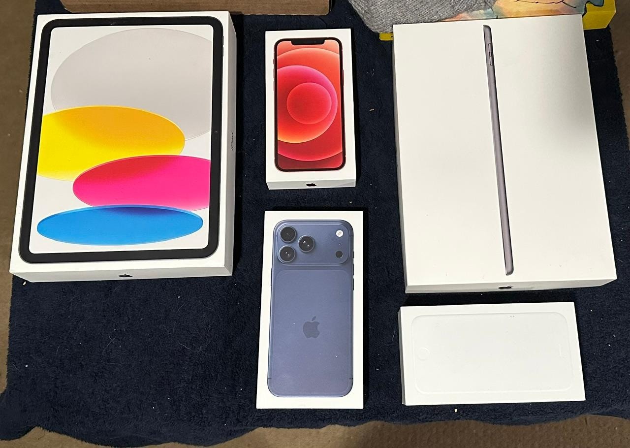 Lot Of 5 iPad & iPhone Empty Boxes Only - 12 - 17 Pro - 6 - 9th Gen - A16