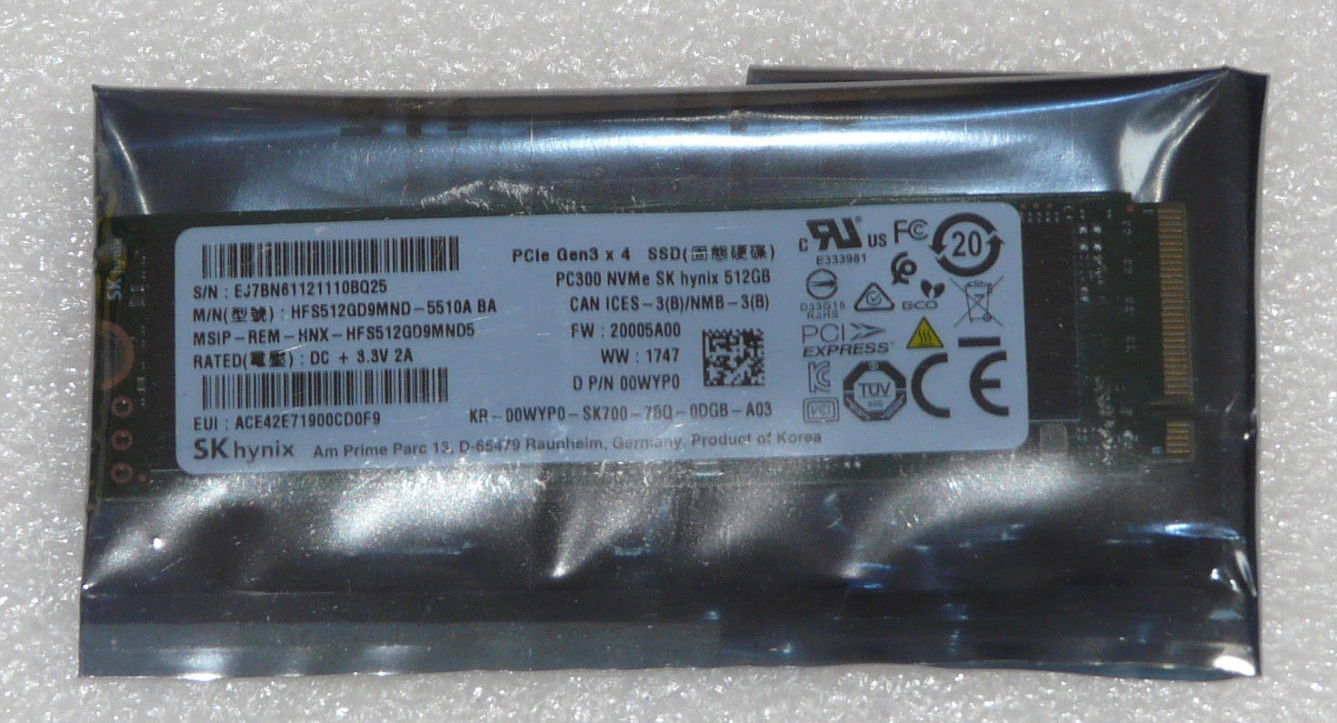 NEW GENUINE DELL HYNIX 512GB PCIe Gen 3 NVMe SSD HFS512GD9MND-5510ABA 0WYP0