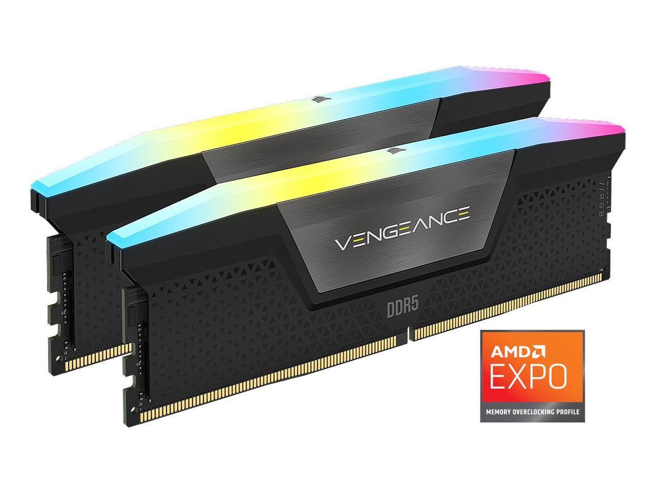 CORSAIR Vengeance RGB 48GB (2 x 24GB) 288-Pin PC RAM DDR5 6000 (PC5 48000) Deskt