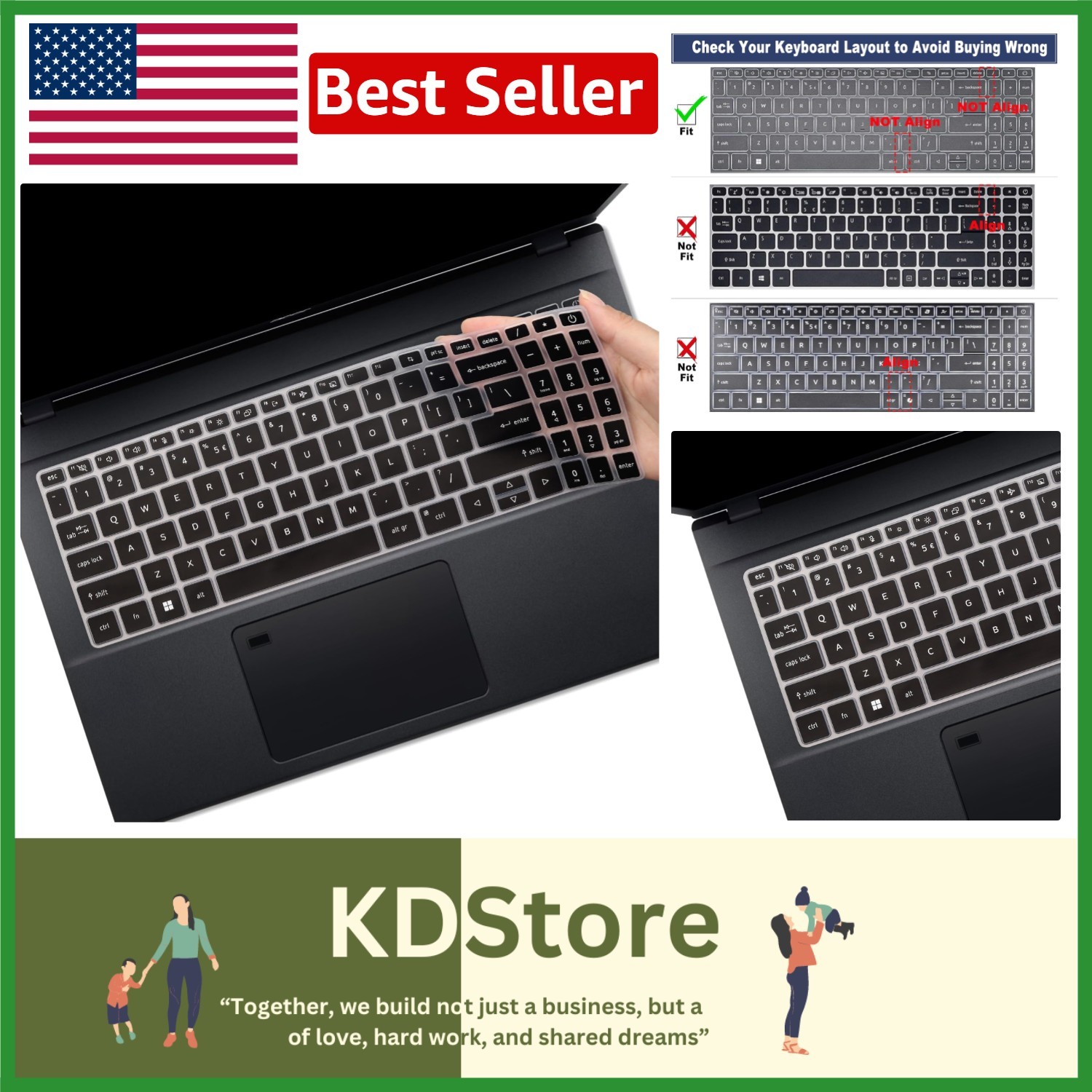 Silicone Keyboard Cover for Acer Aspire 15.6" - Dust & Waterproof Protection