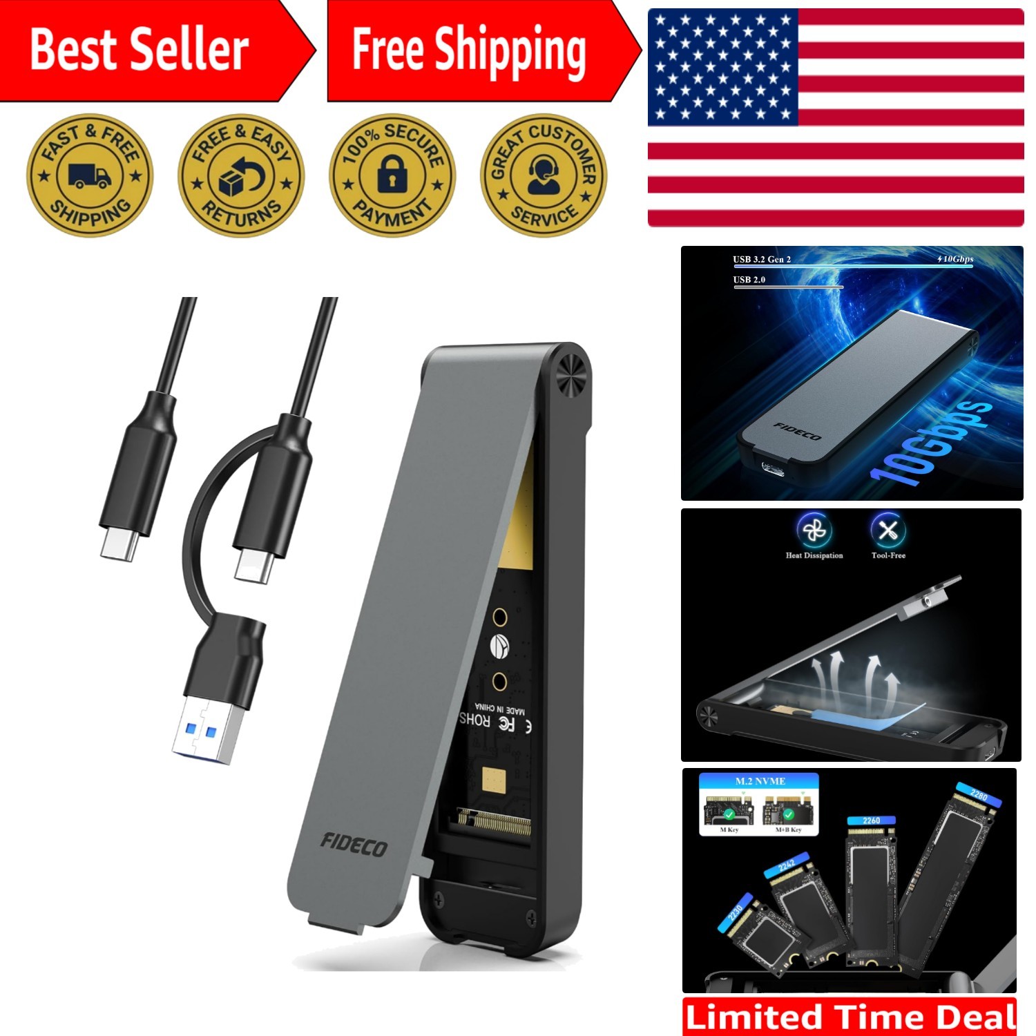 M.2 NVMe USB Adapter - Compact 10Gbps Enclosure for Travel Ready Solutions