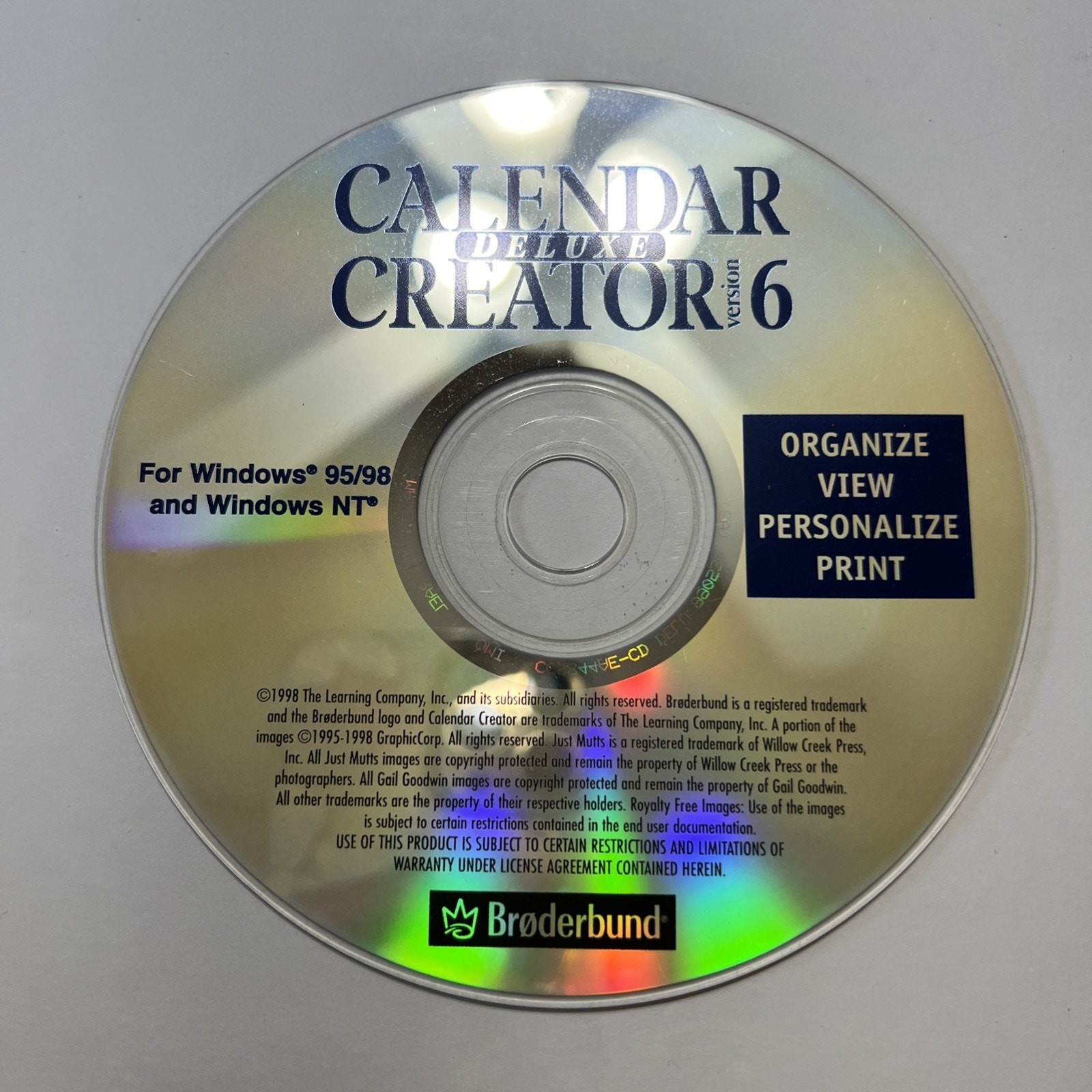 Calendar Creator Deluxe Version 6 PC CD ROM Windows 95 98 and Windows NT 1998