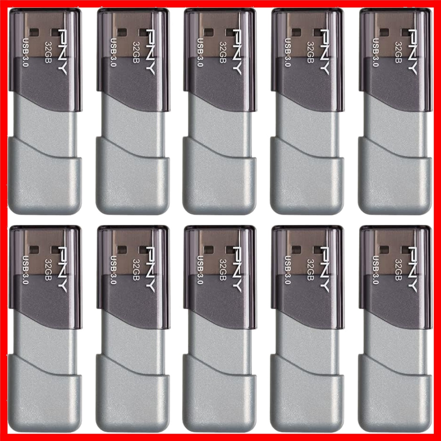 Lightweight 32GB Turbo Attaché 3 USB 3.0 Flash Drive - 10-Pack  Storage