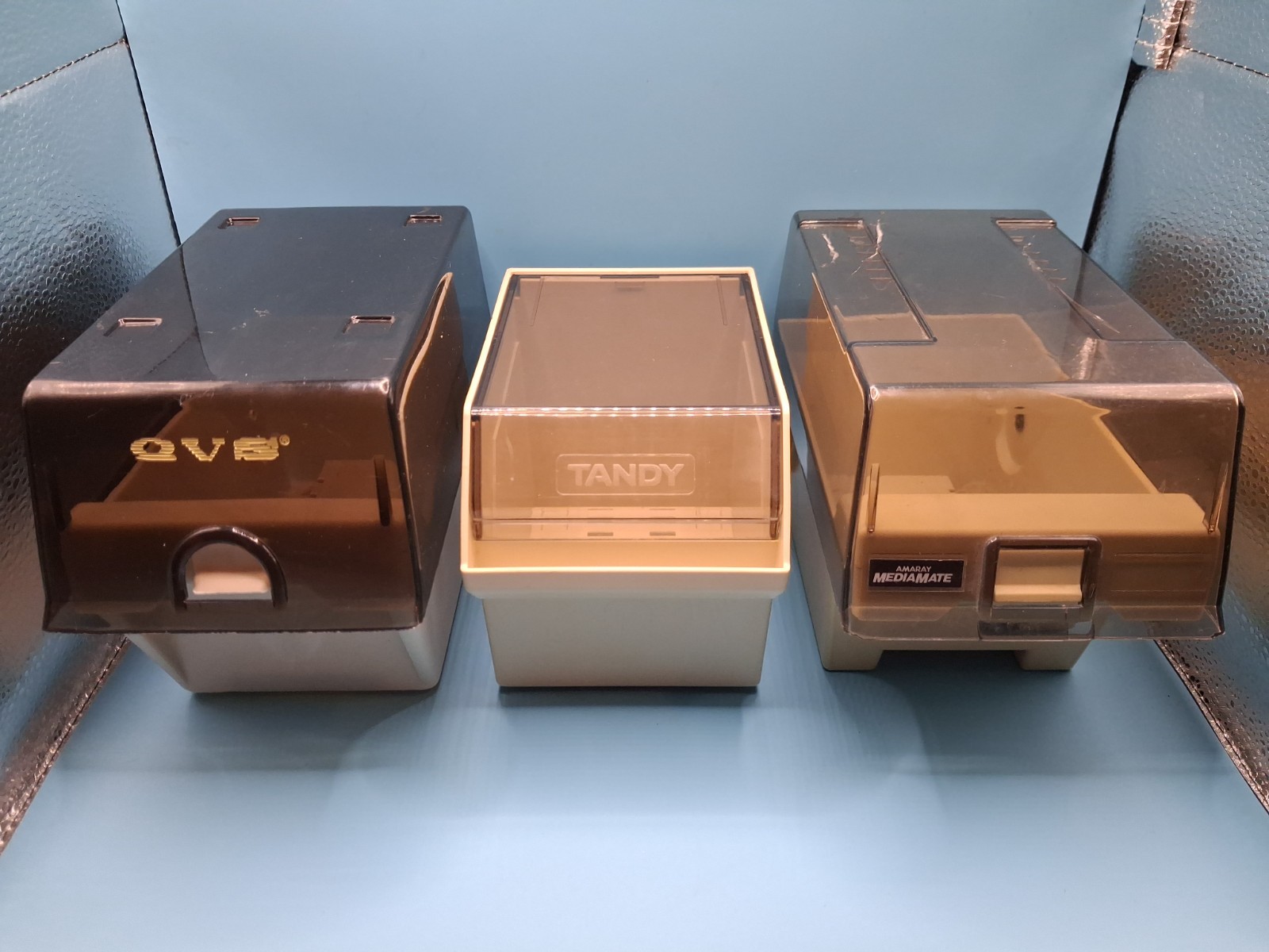 Lot of 3 MediaMate, Tandy, QVS 3.5" Floppy Disk Storage Boxes Cases Holders
