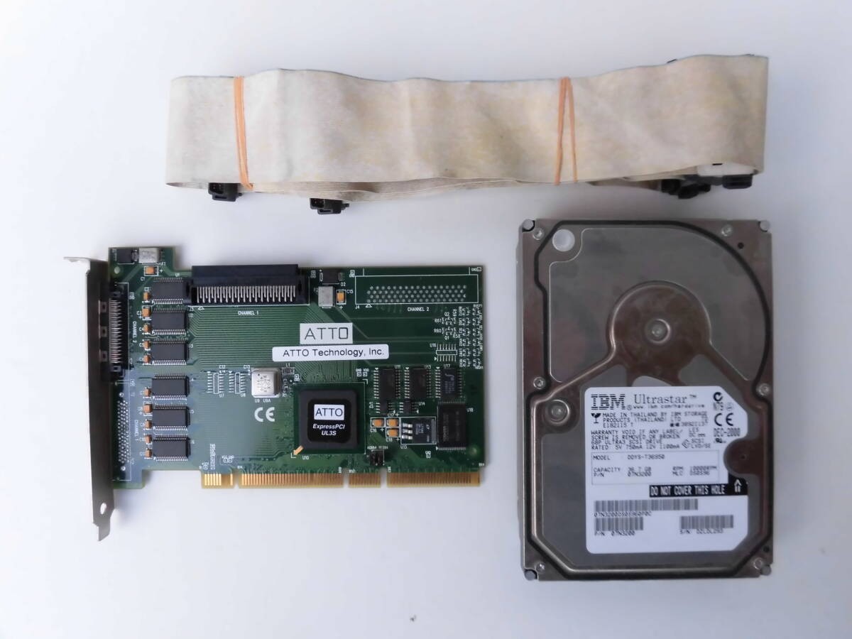 ATTO Technology Express PCI UL3S PCI SCSI Adapter Set Vintage Tested JP MG01 1.0