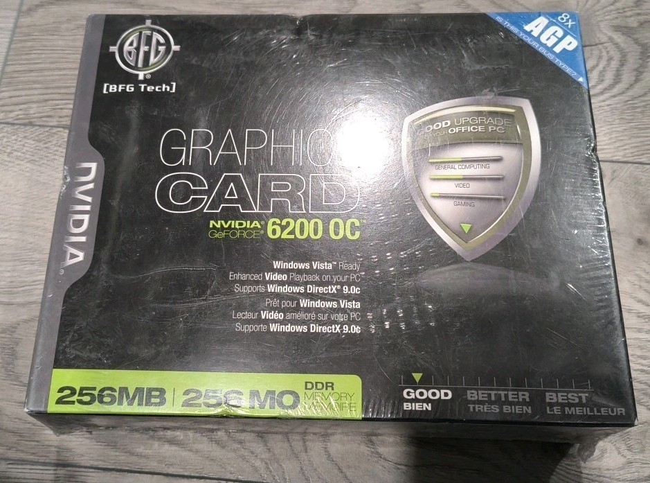 BFG NVIDIA GE Force 6200 OC 256MB DDR AGP Graphics Video Card New Sealed Box