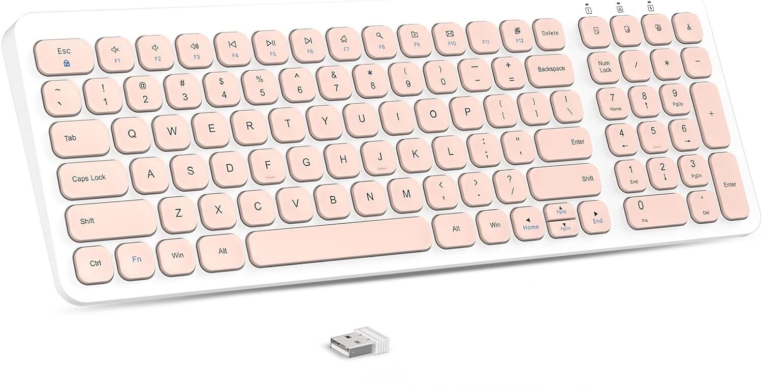 🔥cimetech KF002 Wireless Keyboard, Compact Full Size Wireless Keyboard, Pink🔥