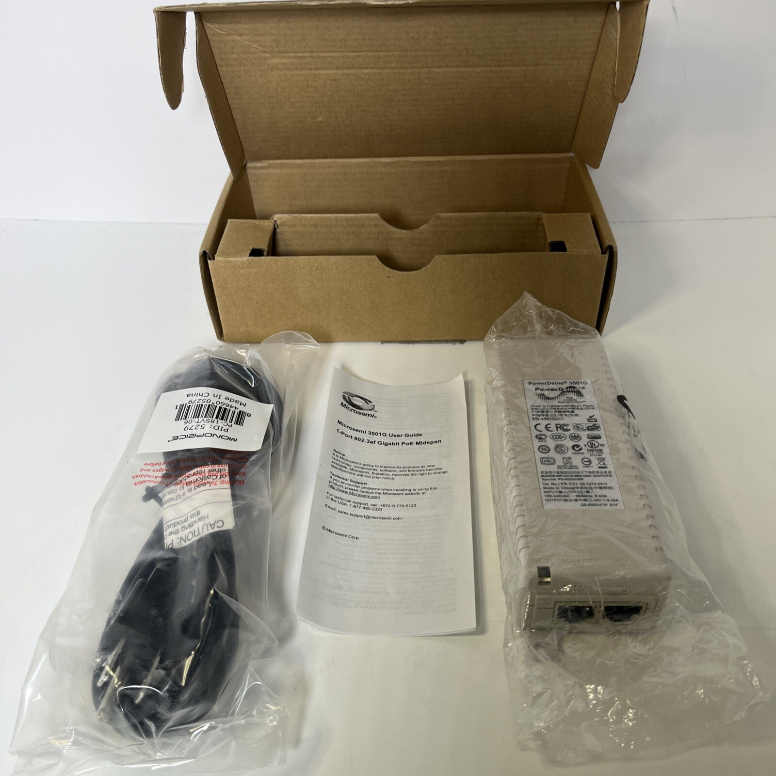 HPE Microsemi 3501G 1-port Power Injector PD-3501G/AC-US NEW OPEN BOX