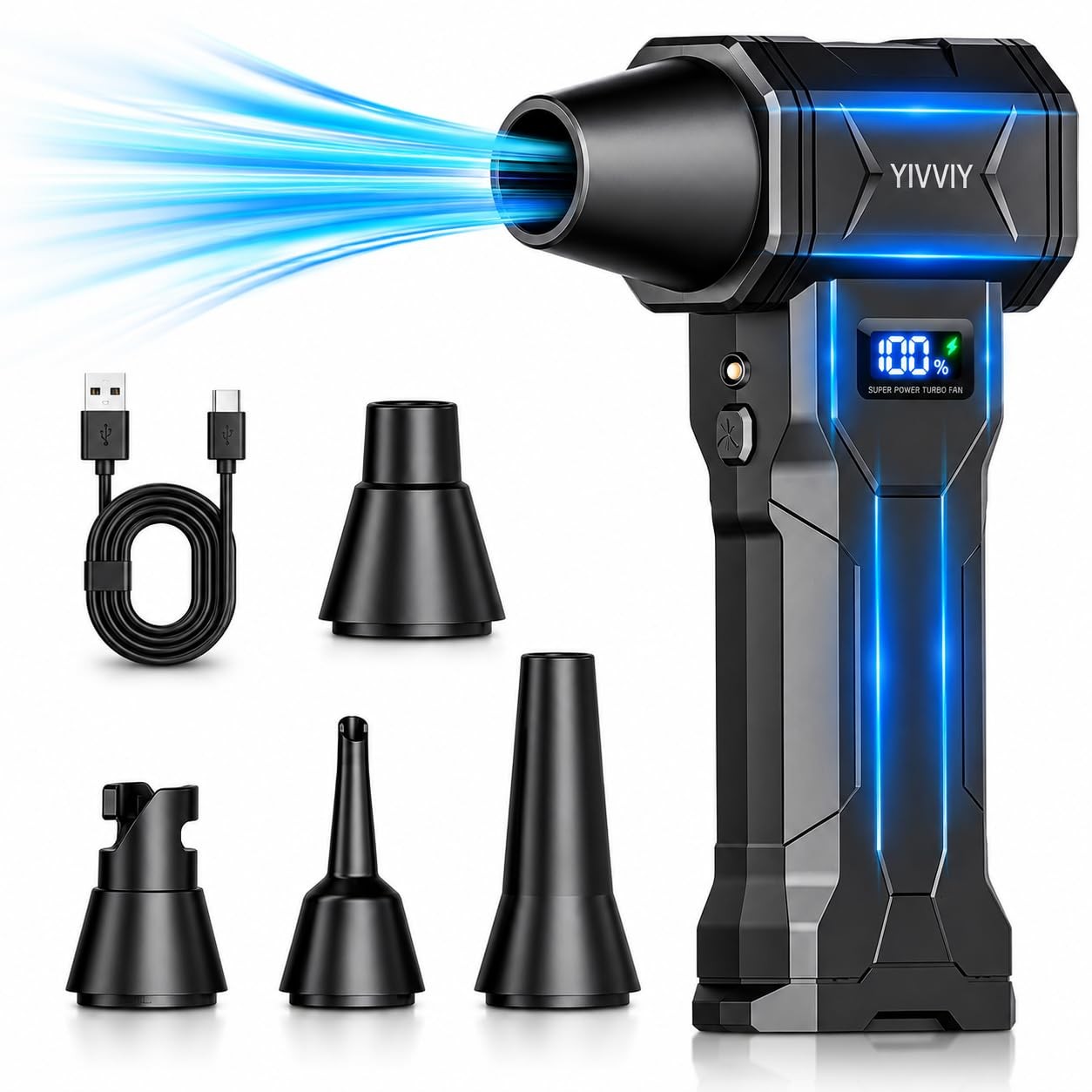 Handheld 4-Gear Powerful Blower Dust Blower, 120000RPM Fast Charge Cordless C...