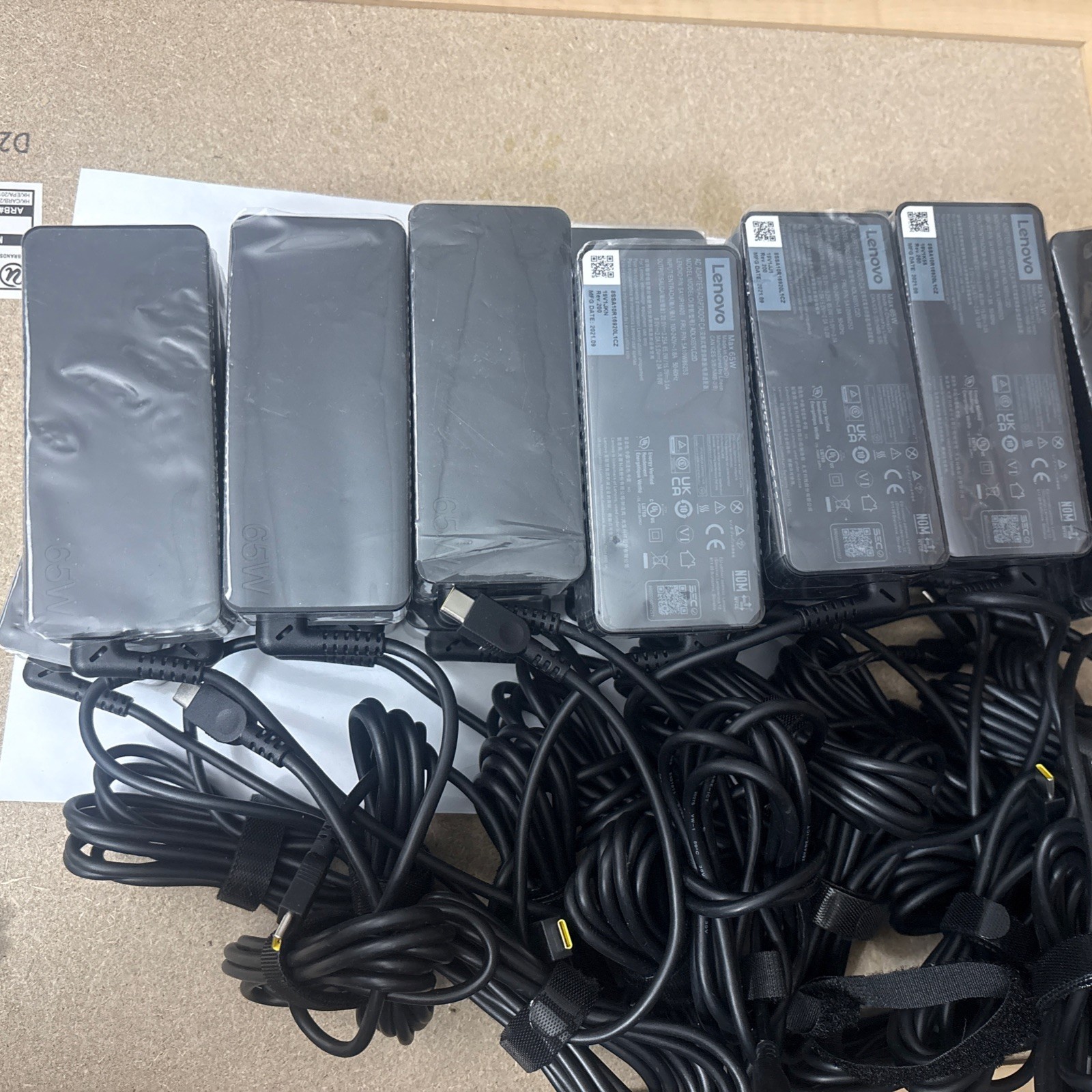 Lot of 10 Genuine Lenovo 65W Watt USB-C Type C Laptop Charger AC Power Adapter