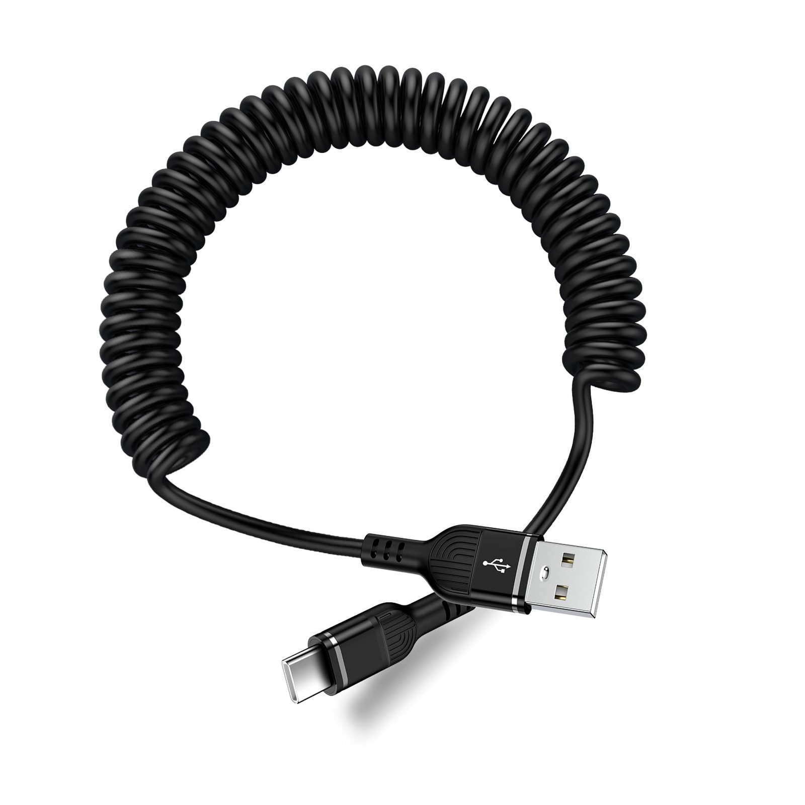 3FT USB A to USB C Coiled Cable for iPhone 18 17 16 15 CarPlay Car Charger Cord