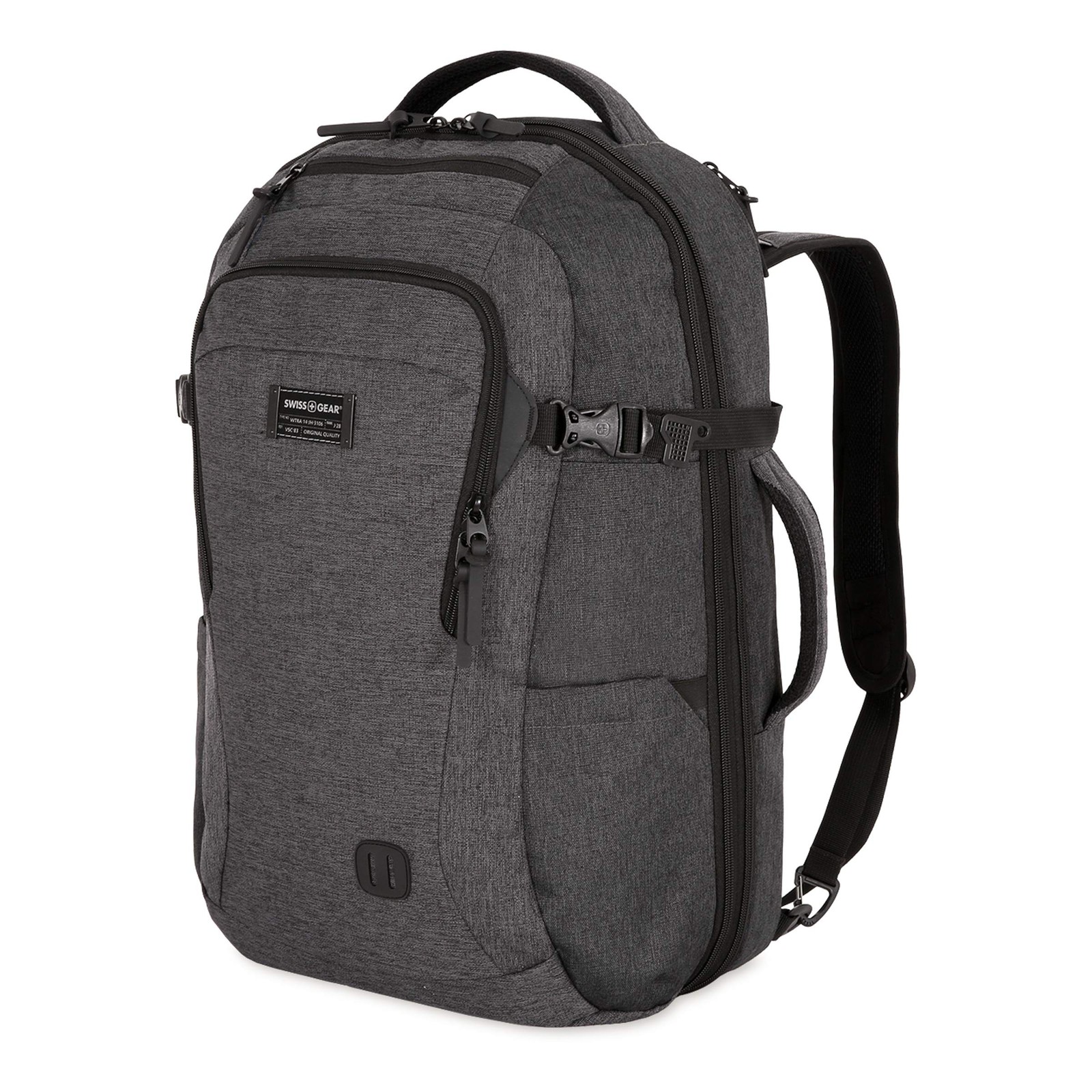 SwissGear Hybrid Travel Laptop Backpack Heather Grey Split Case Airflow 22.5"