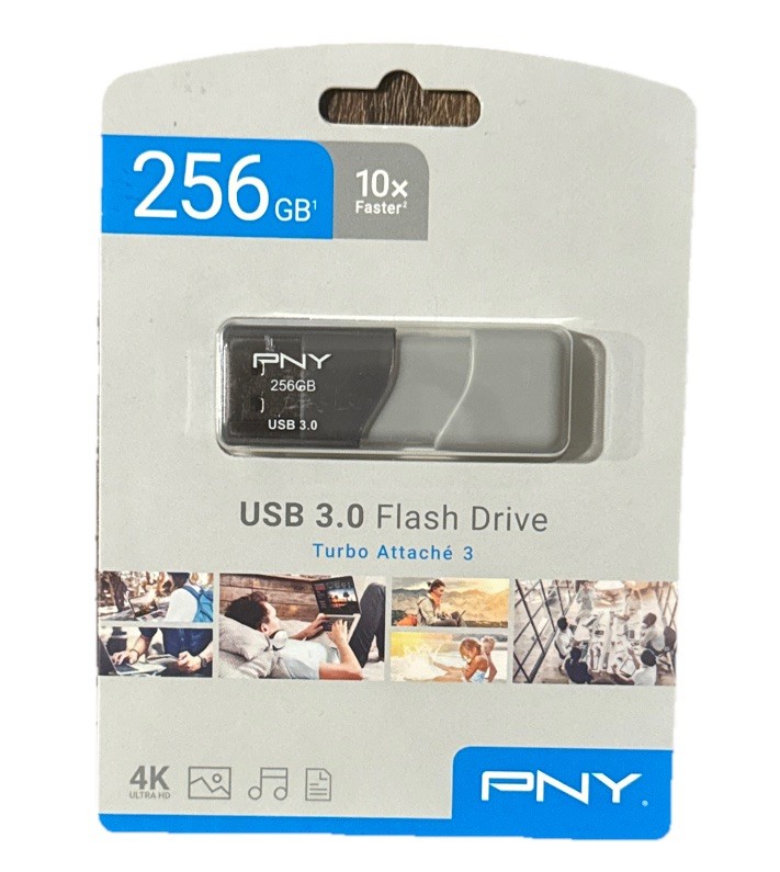 PNY USB 3.0 Flash Drive 256GB 4K Memory Stick Turbo Attaché 3 - BRAND NEW