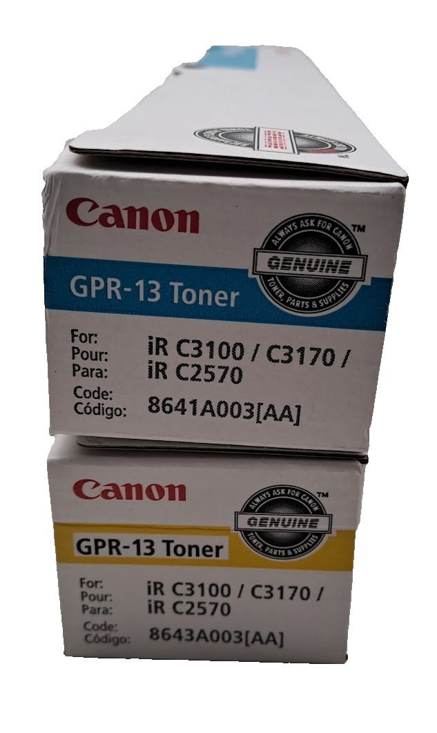 2X Genuine Canon GPR-13 Toner Cyan & Yellow iR C3100 C3170 C2570 OEM