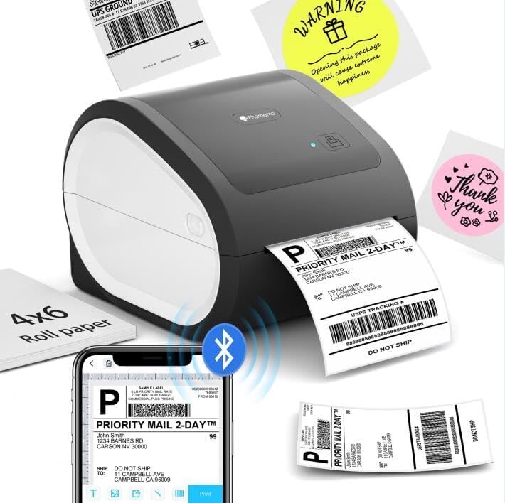 4x6 Shipping Label Printer Bluetooth wireless inkless Thermal machine USPS lot