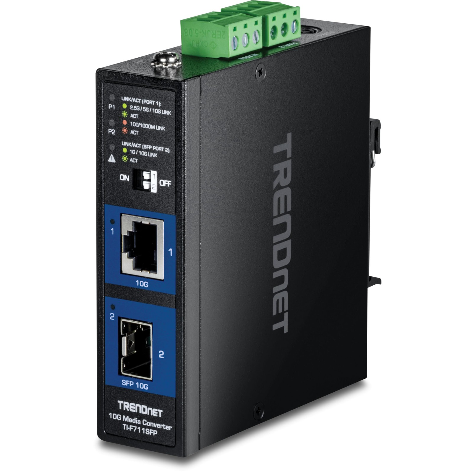 TRENDnet Industrial 10G SFP+ Media Converter, Black