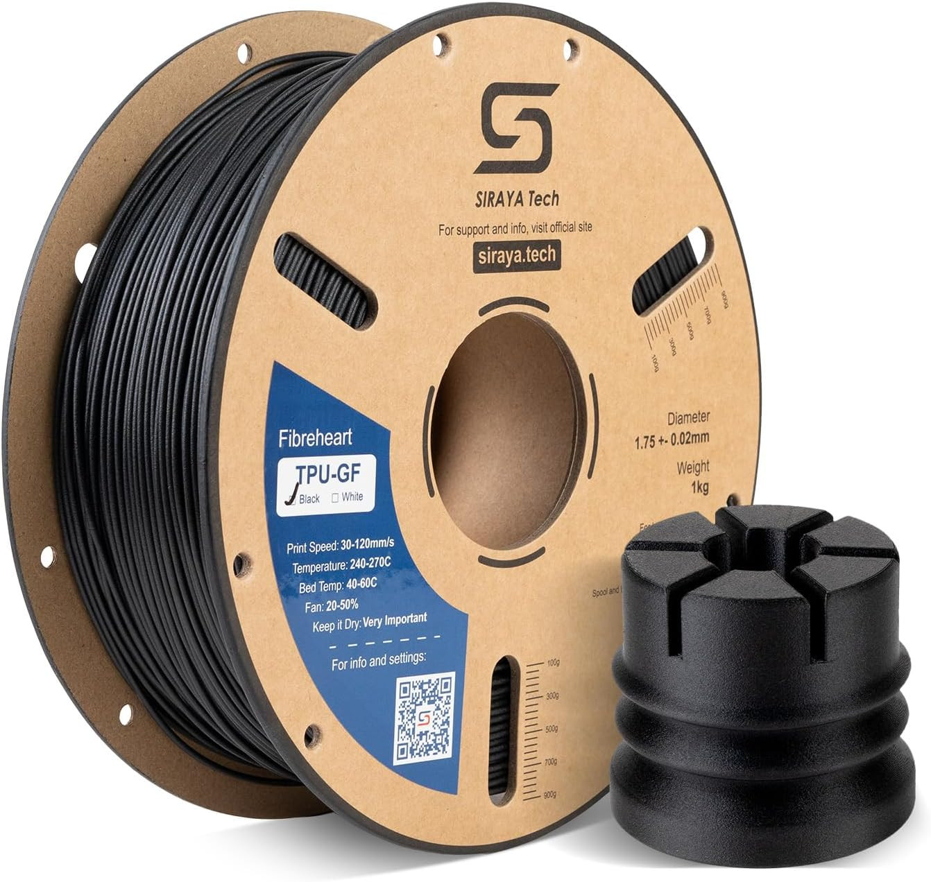 Siraya Tech Fibreheart TPU-GF 3D Printer Filament, Glass Fiber Reinforced TPU, U