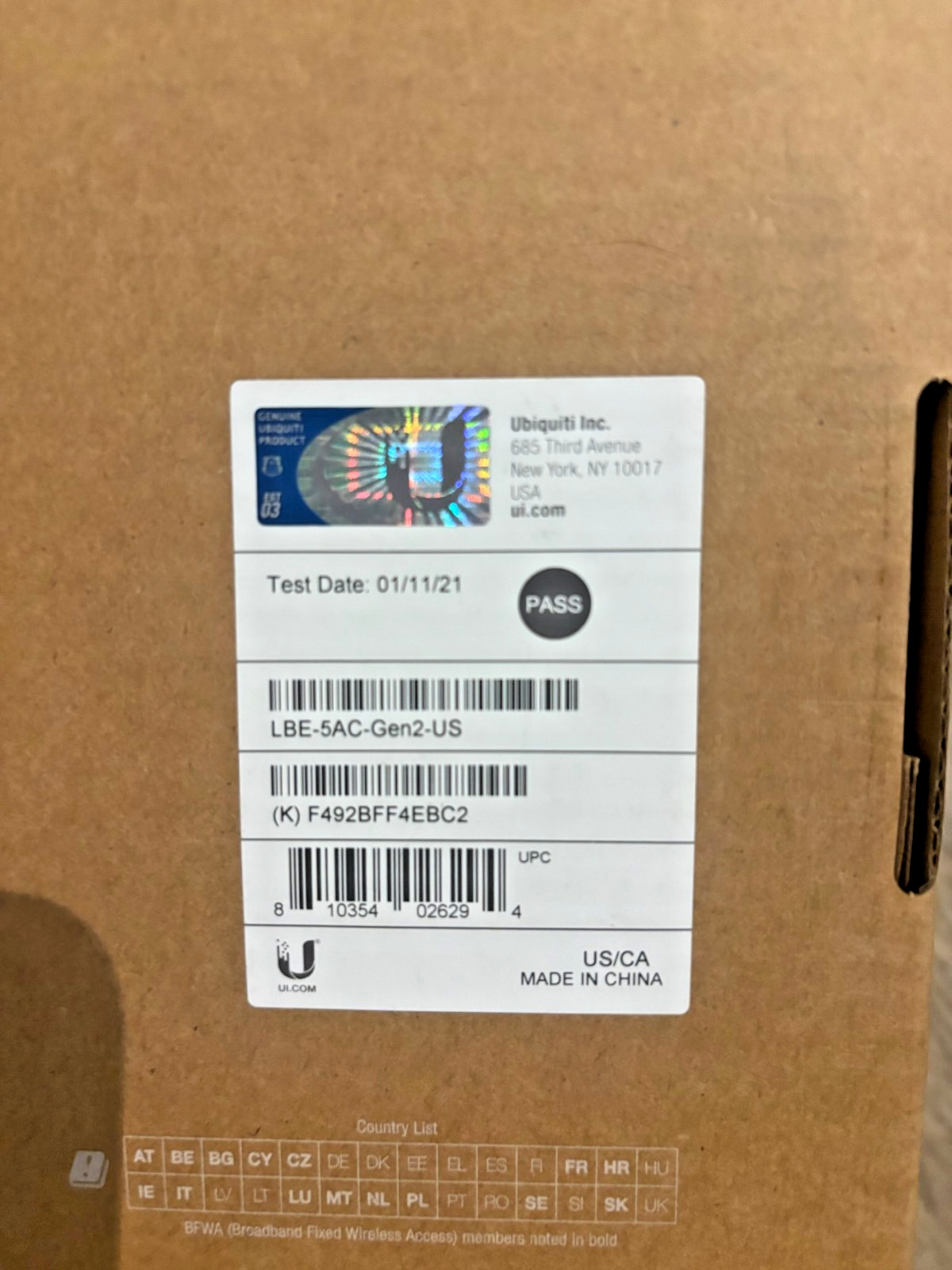 NEW IN BOX Ubiquiti LBE-5AC-GEN2-US LiteBeam Wireless Bridge