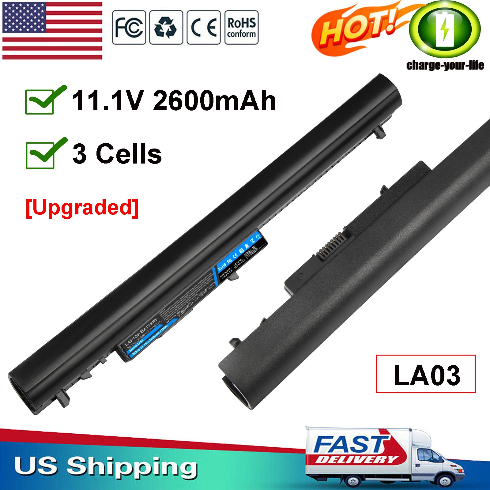 LA03 LA03DF 776622-001 Replacement Laptop Battery for HP Spare 15 15-f233wm US