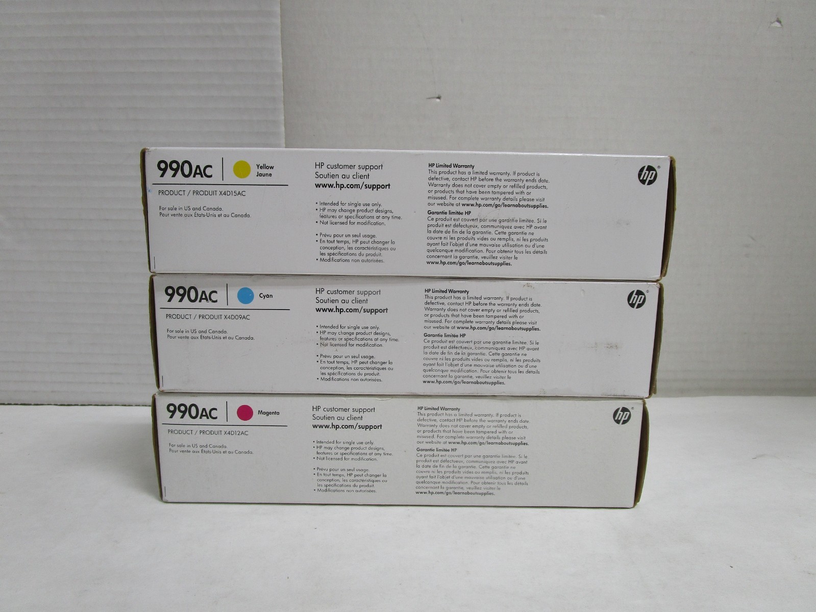 HP 990AC X4D15AC X4D09AC X4D12AC Yellow Cyan Magenta Ink Cartridge OUT OF DATE