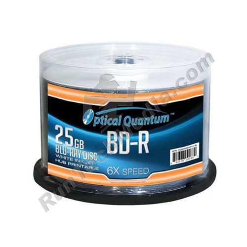 50 OQ 6x 25GB Blu-ray BD-R White Inkjet Printable Blank Discs OQBDR06WIP-H-50