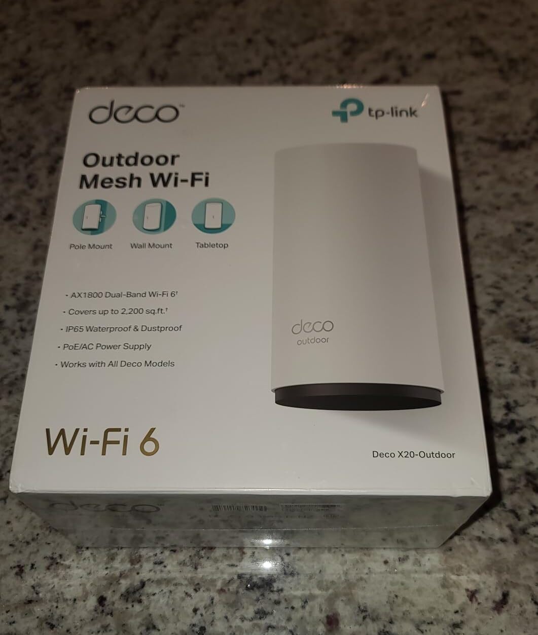 TP-Link Deco X20 Outdoor WiFi 6 Extender, 2200 SqFt, PoE+, Waterproof