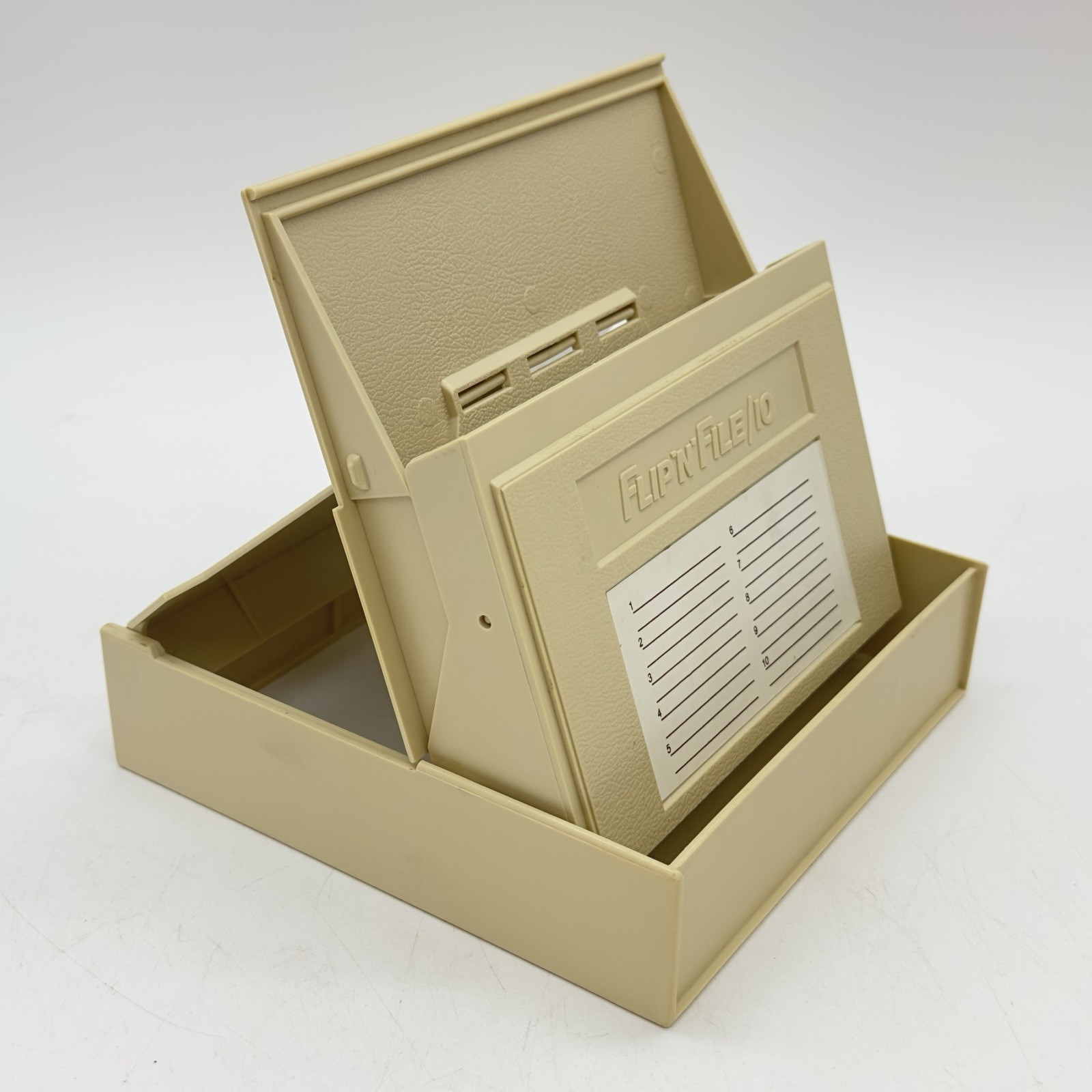 Vintage Flip N File 10 5.25” Floppy Diskette Disk Holder Case Storage Box Beige