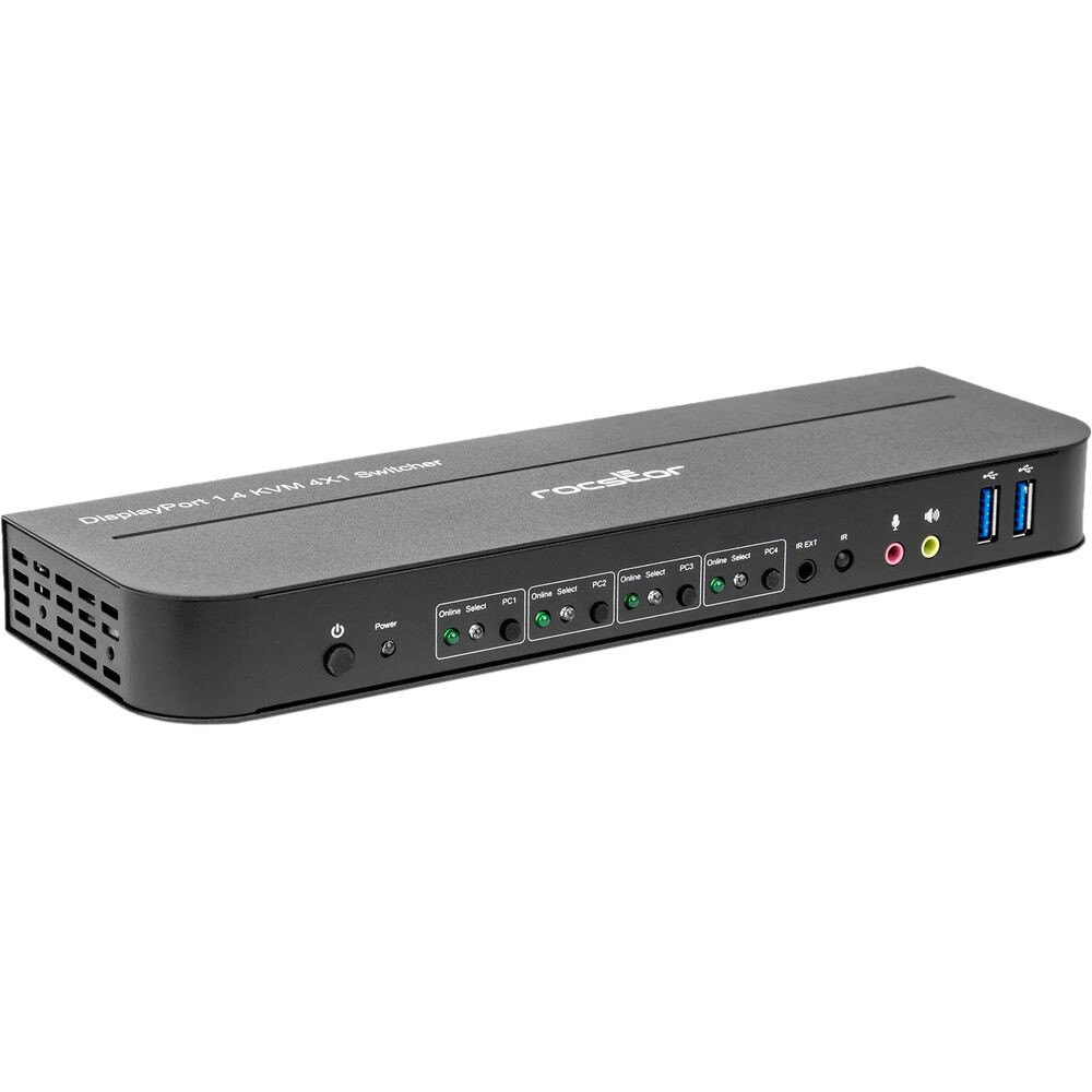 Rocstor Y10A327-B1 SolidKVM SK04 DisplayPort 1.4 and USB 3.0 4?1 KVM Switch