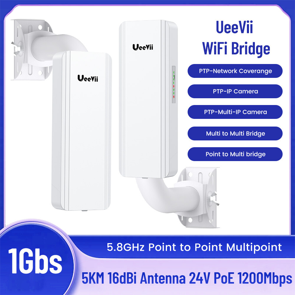 UeeVii Gigabit Wireless WiFi Bridge 1200Mbps 5KM PTP PTMP CPE Network Extend