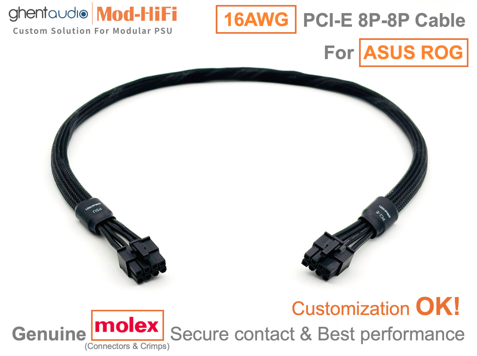 ⚡️16AWG PCI-E GPU 8P Cable for ASUS ROG THOR Platinum III 1200W -📏70cm/27 inch