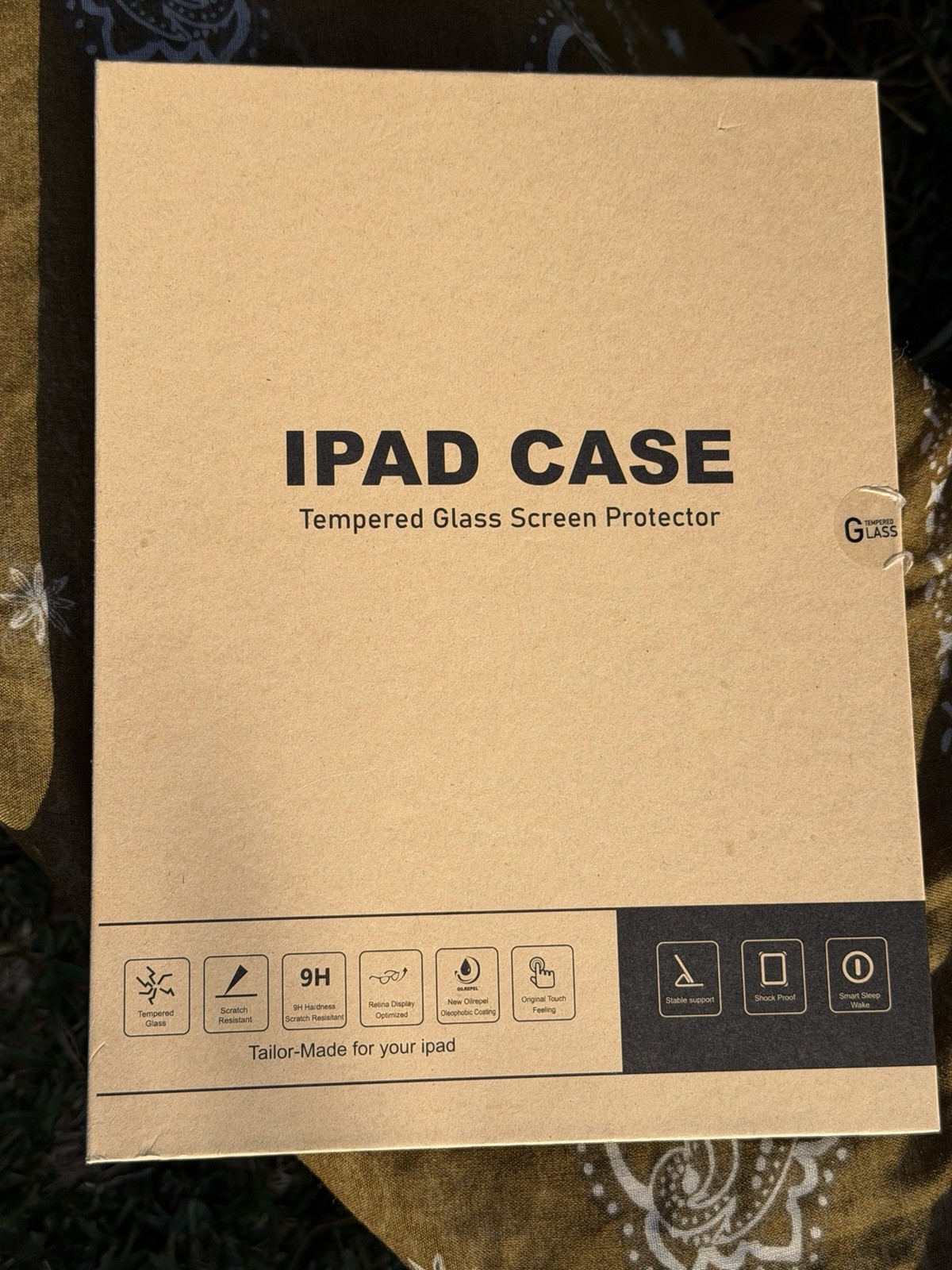 Ipad Case 10.5 Inch Black Screen Protector Shock Proof Tempered Glass