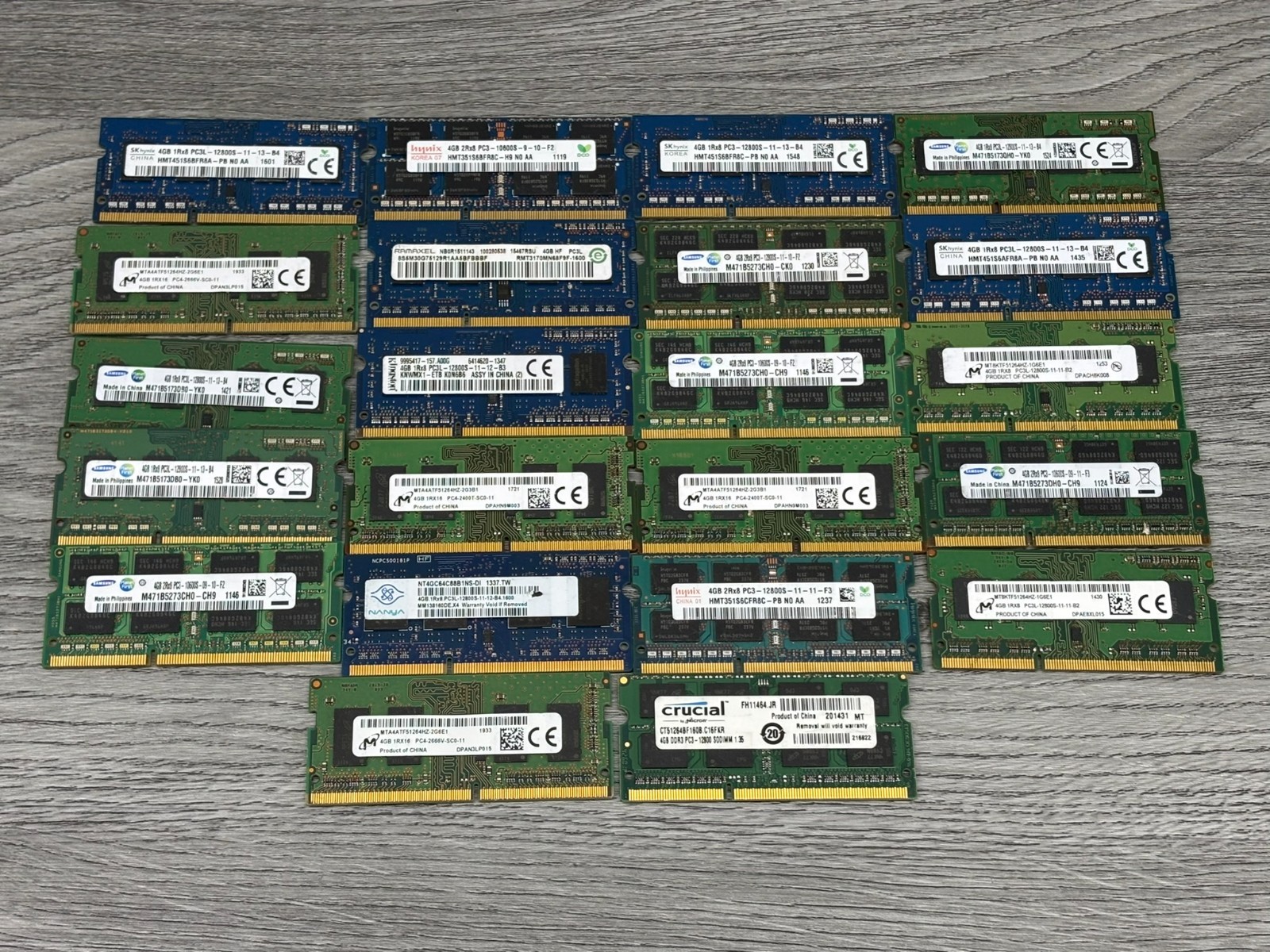 Mix Brand Lot of 22x 4GB PC3 1Rx8 DDR3 Micron Laptop RAM SODIMM