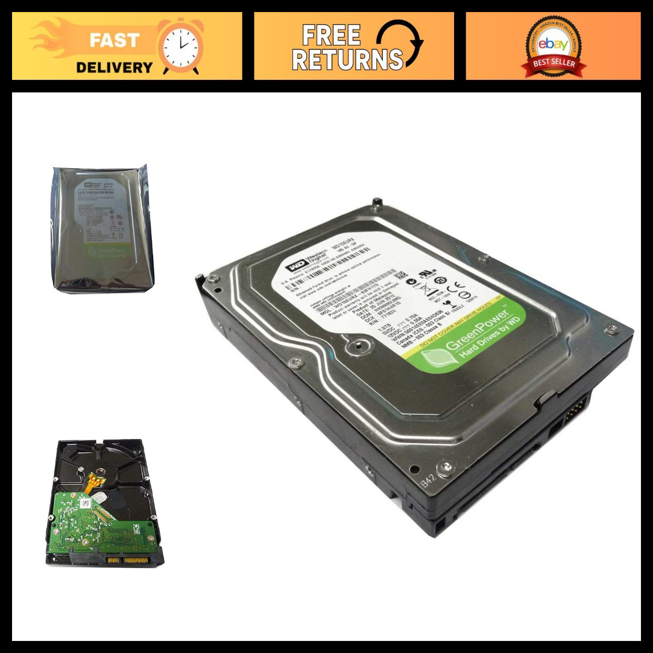 1TB Internal Hard Drive for Surveillance, SATA 6Gb/s, 64MB Cache, Renewed, 2-Yea